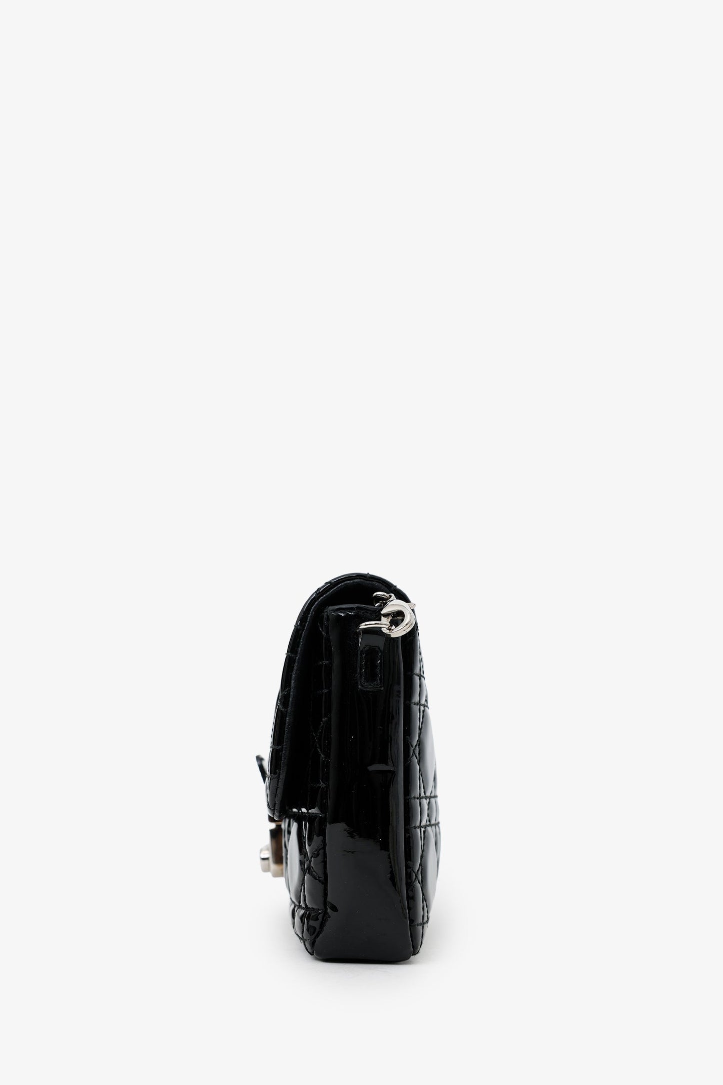 Christian Dior Black Patent Leather Wallet On Chain