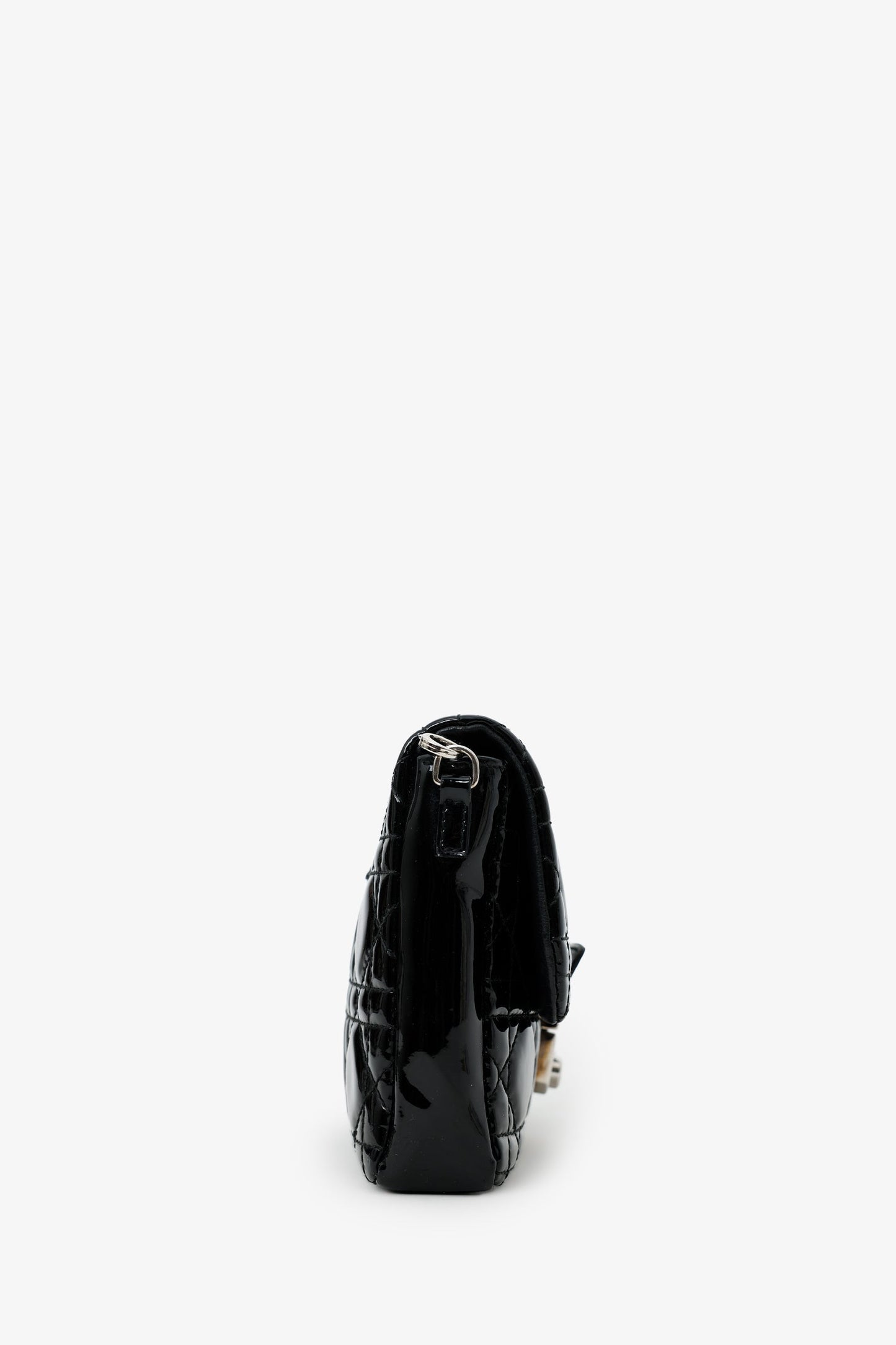 Christian Dior Black Patent Leather Wallet On Chain