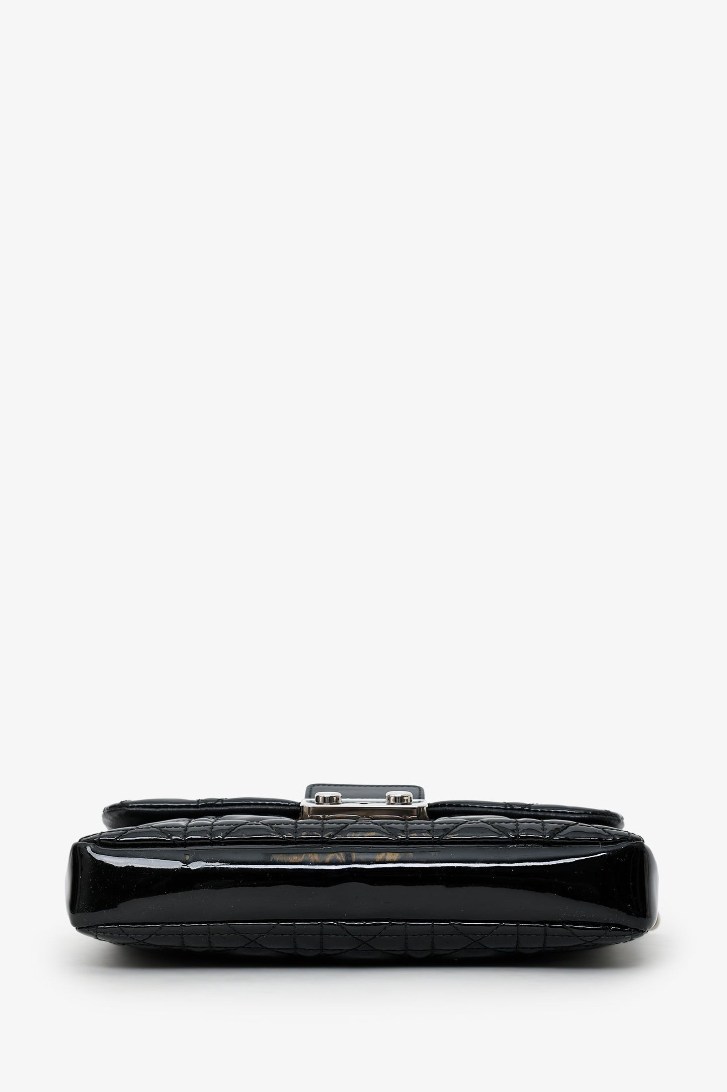 Christian Dior Black Patent Leather Wallet On Chain