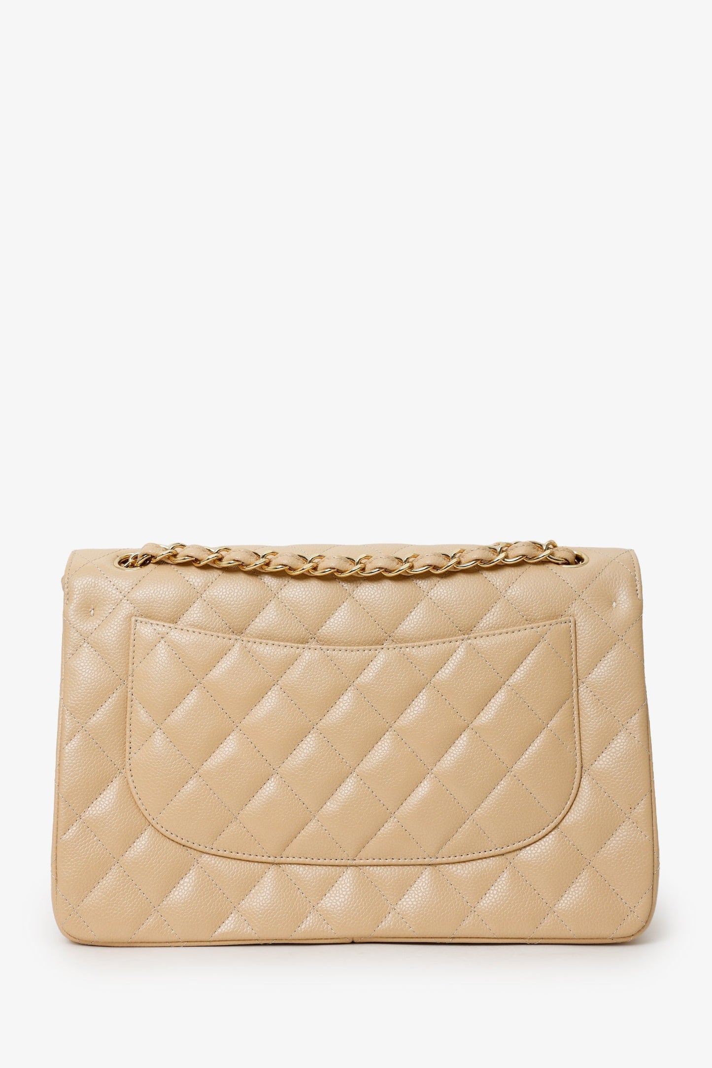 Chanel™ 2014 Beige Caviar Leather Jumbo Double Flap Bag