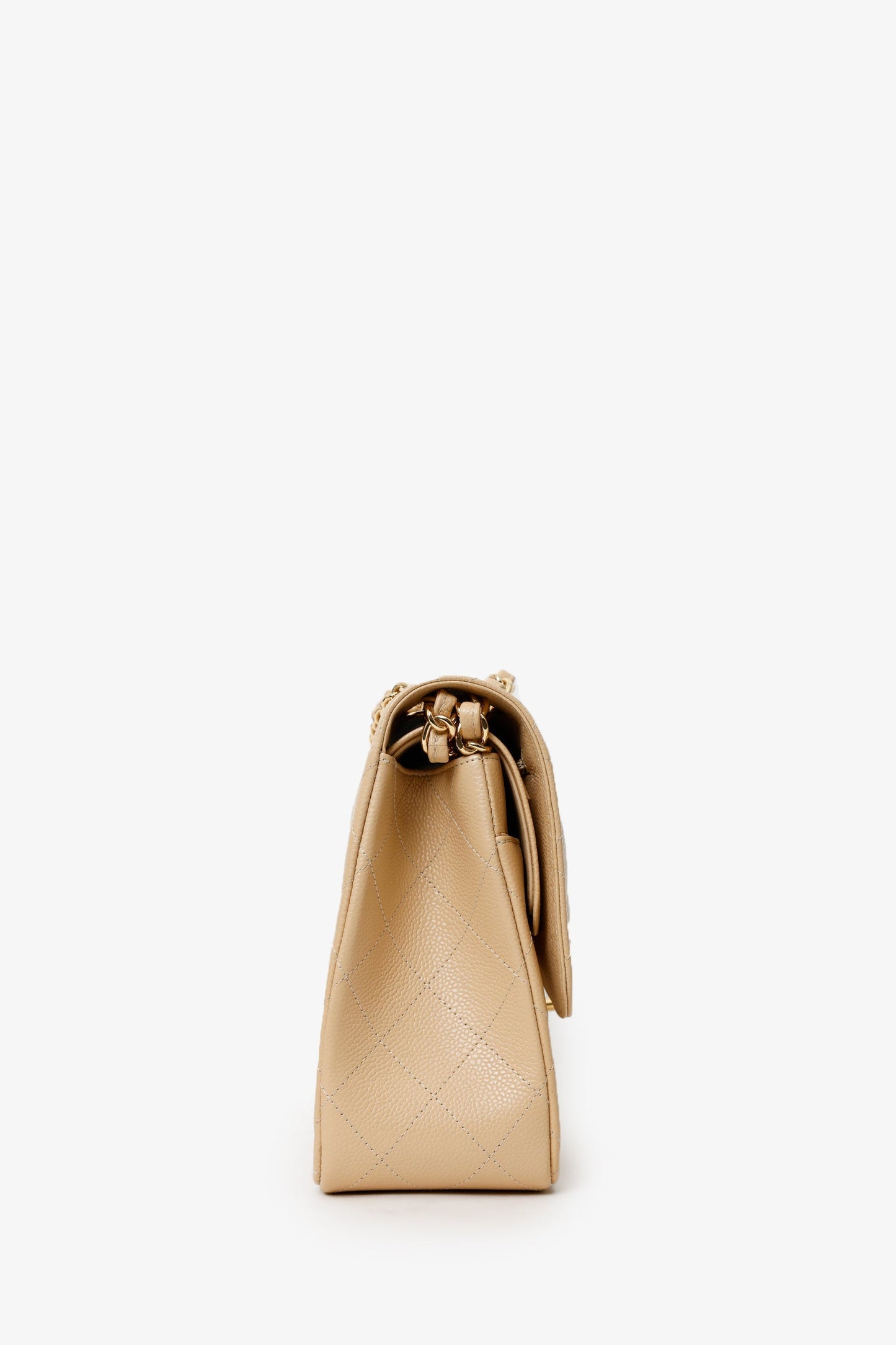 Chanel™ 2014 Beige Caviar Leather Jumbo Double Flap Bag