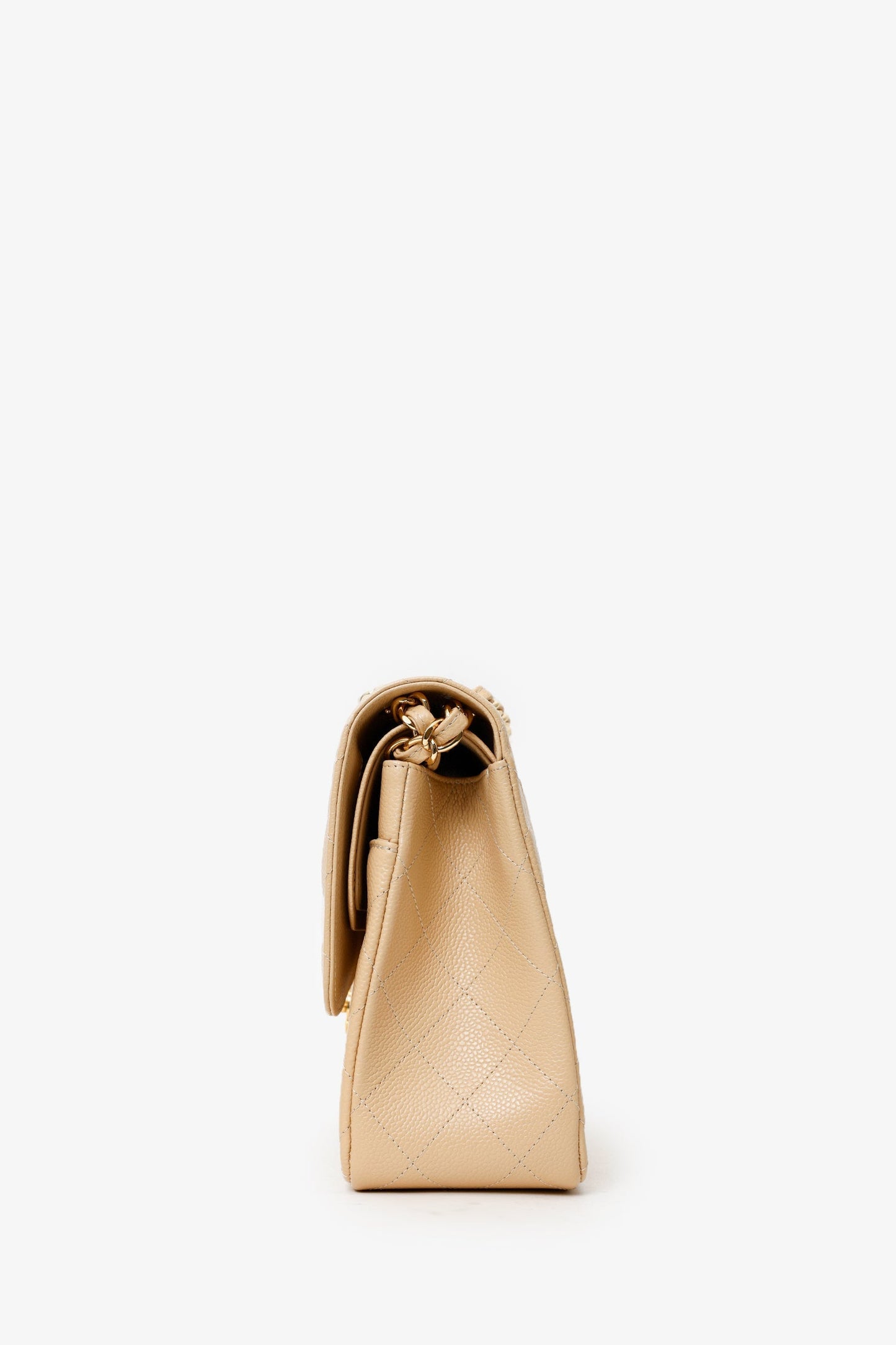 Chanel™ 2014 Beige Caviar Leather Jumbo Double Flap Bag