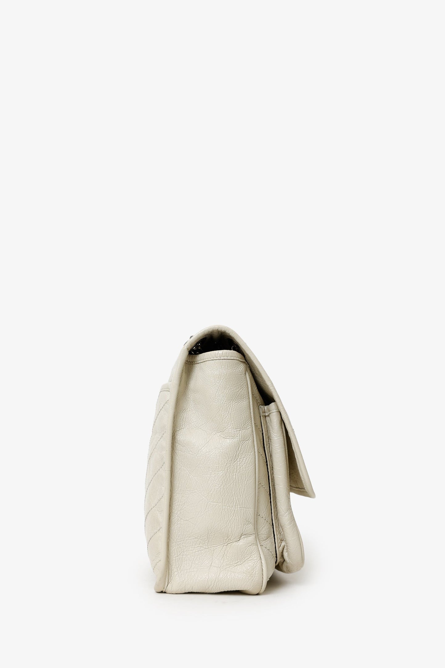 Saint Laurent White Crinkle Leather Medium 'Niki' Shoulder Bag
