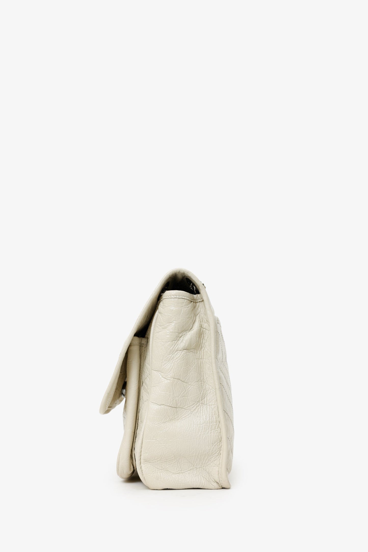 Saint Laurent White Crinkle Leather Medium 'Niki' Shoulder Bag