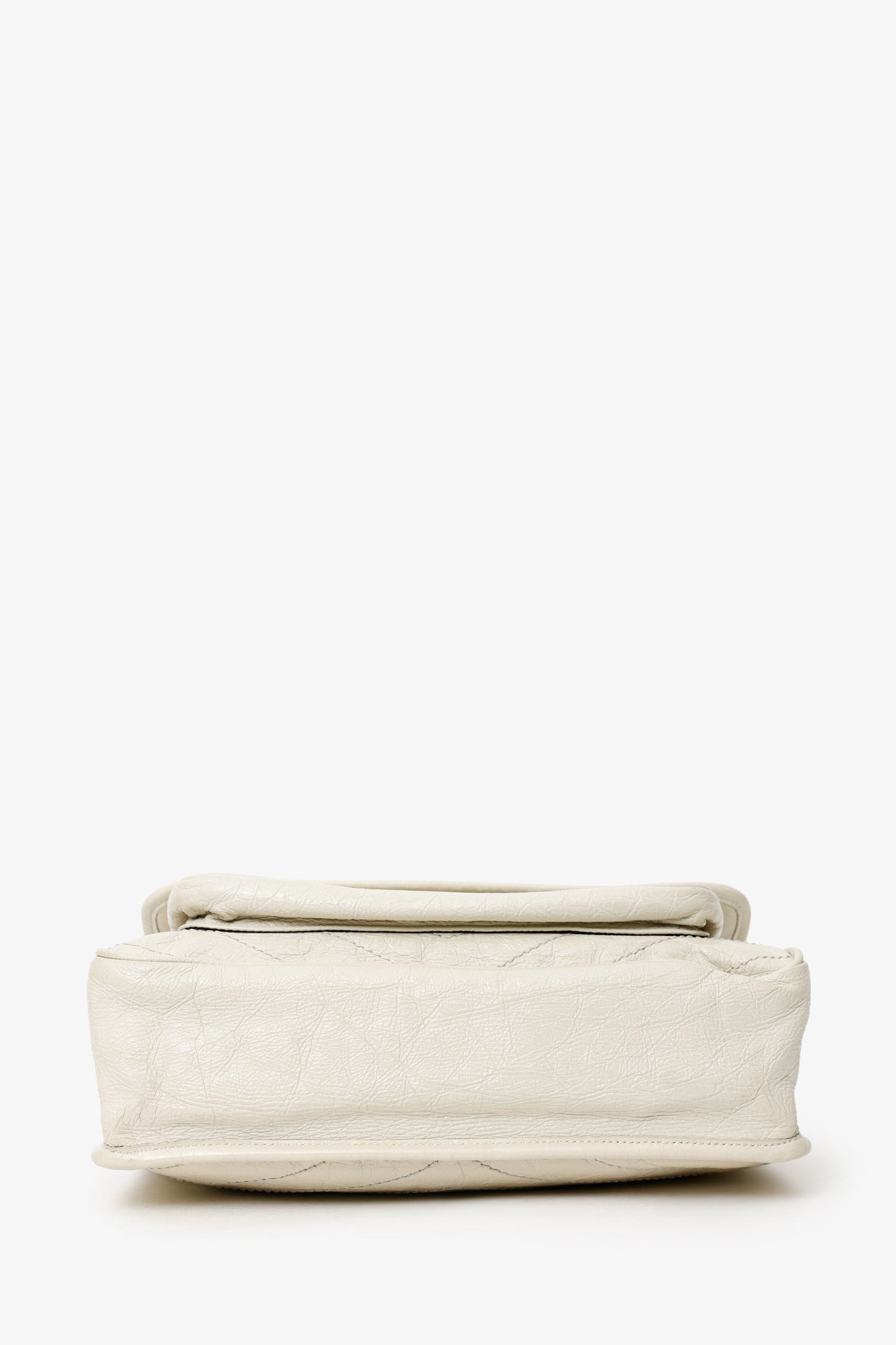 Saint Laurent White Crinkle Leather Medium 'Niki' Shoulder Bag