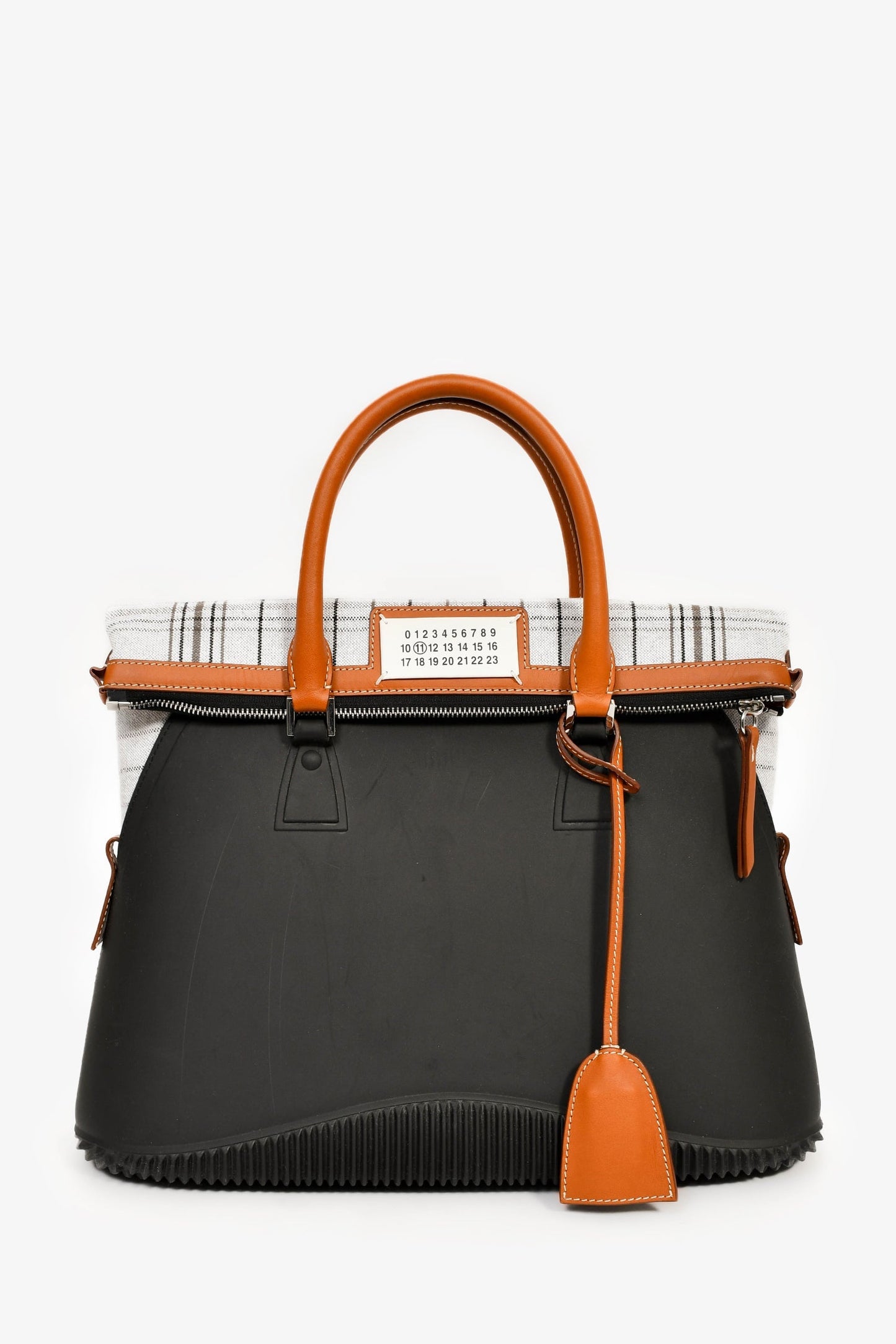 Margiela Black Rubber/Tan Leather Trimmed '5AC' Tote Bag