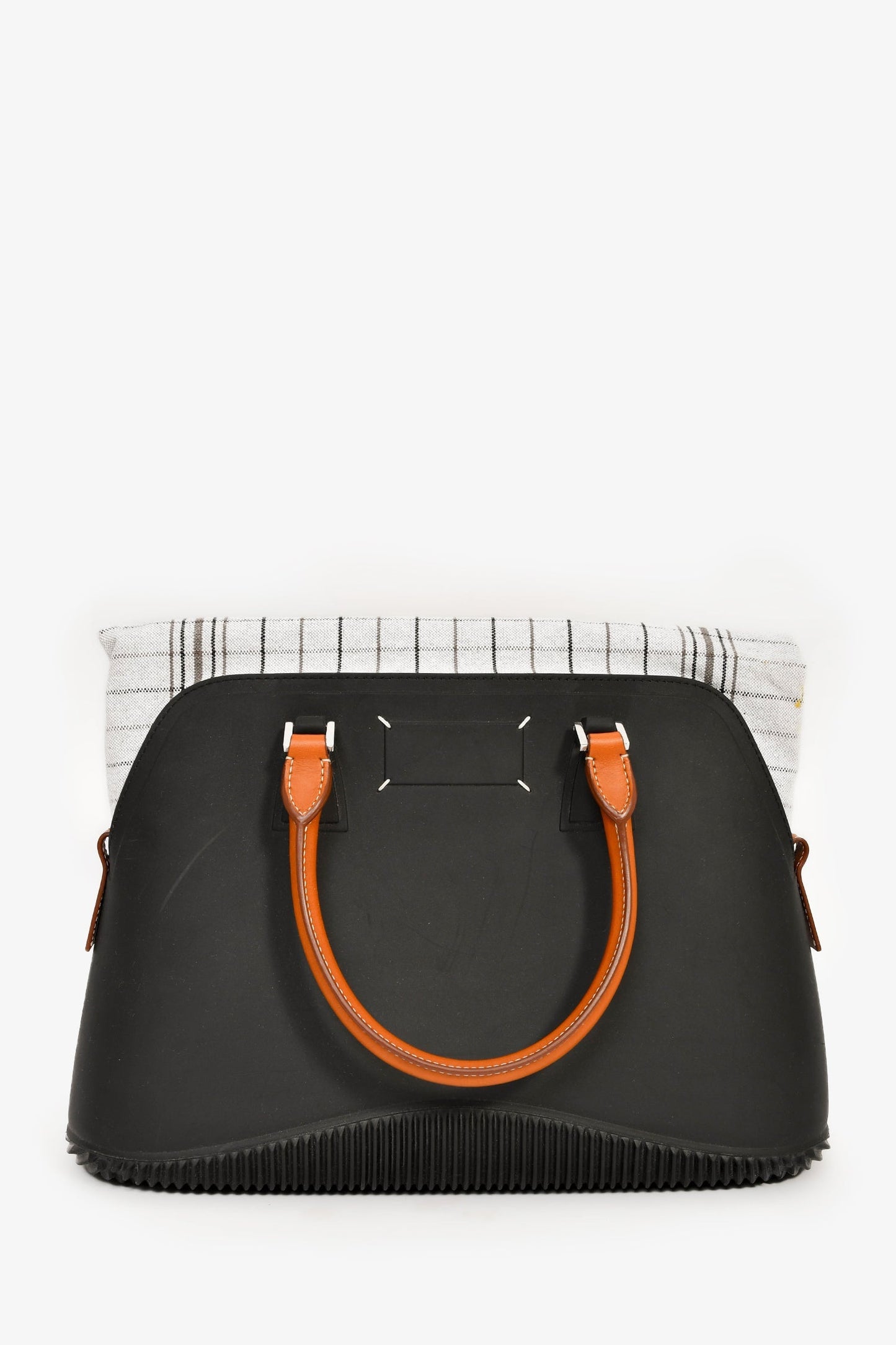 Margiela Black Rubber/Tan Leather Trimmed '5AC' Tote Bag