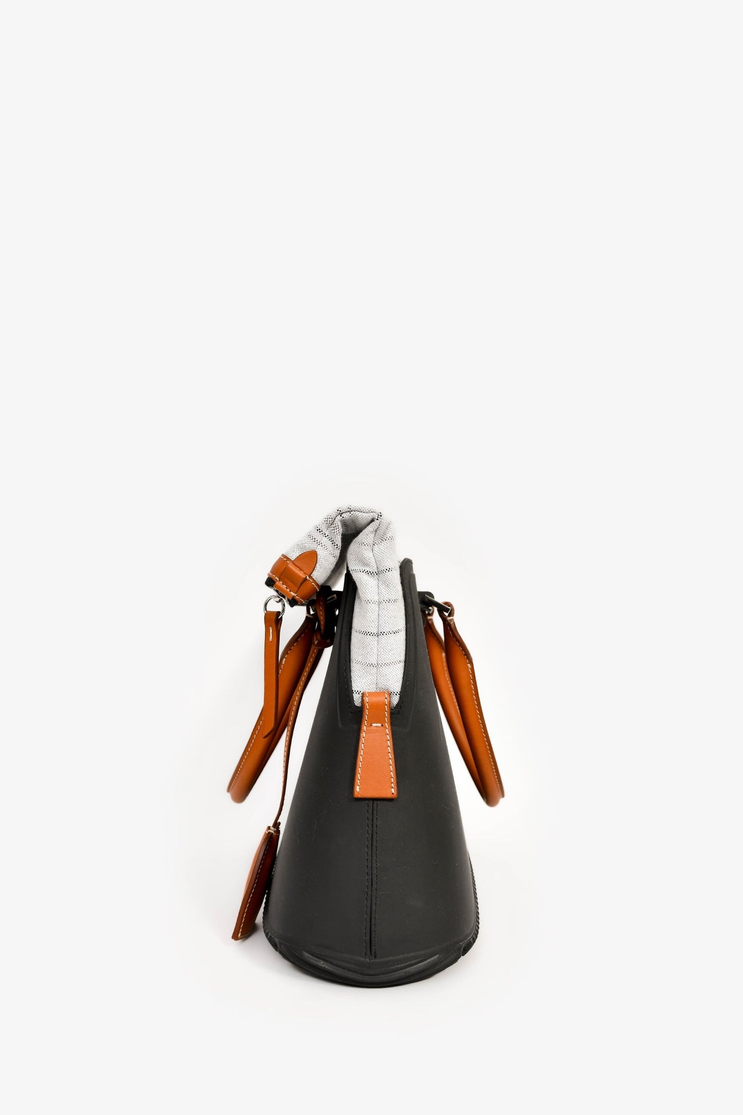 Margiela Black Rubber/Tan Leather Trimmed '5AC' Tote Bag