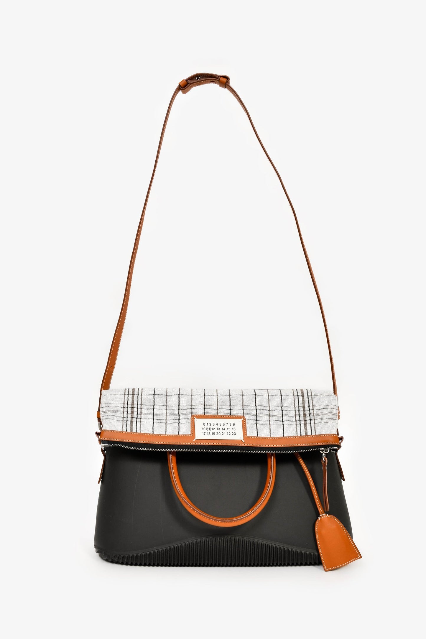 Margiela Black Rubber/Tan Leather Trimmed '5AC' Tote Bag