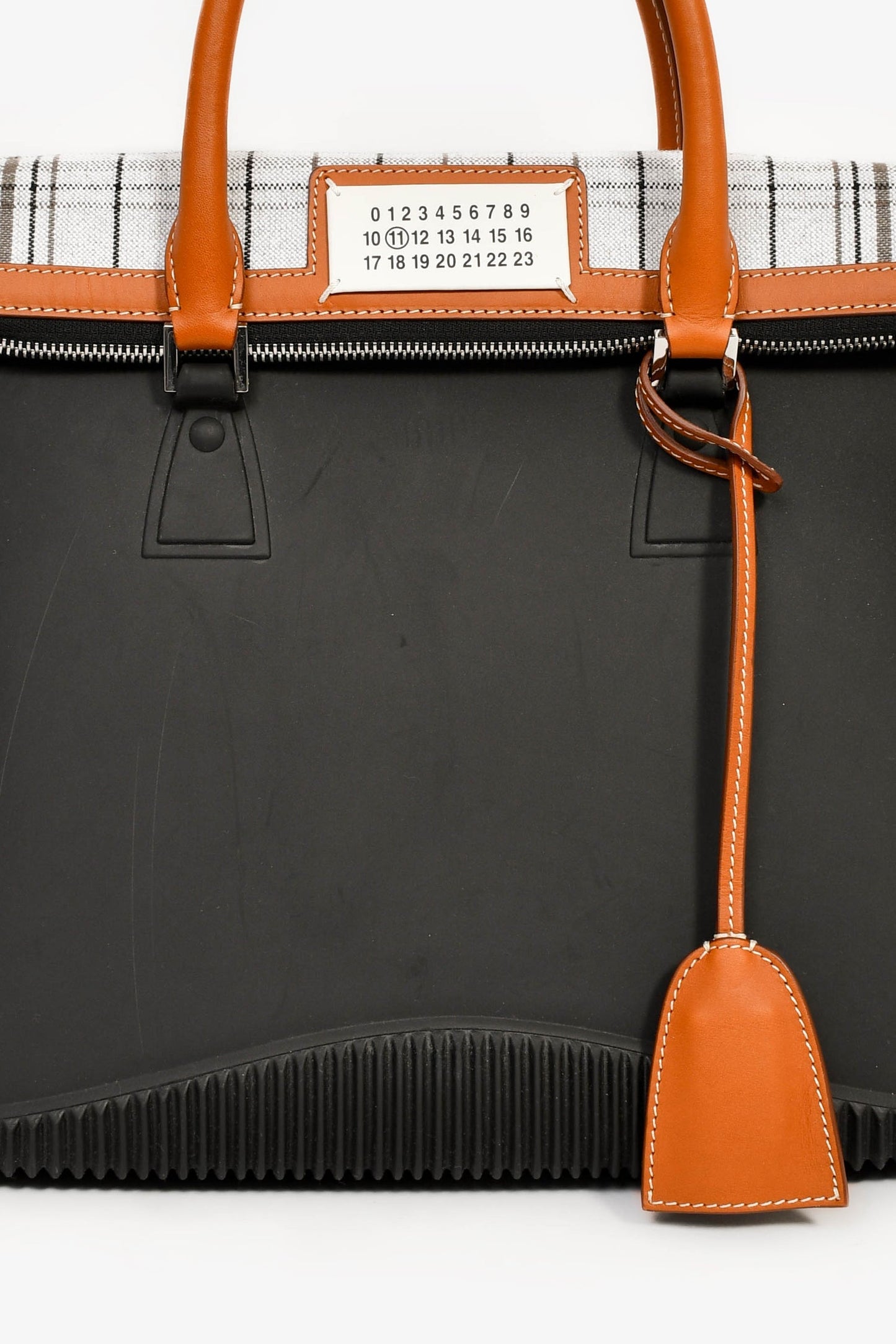 Margiela Black Rubber/Tan Leather Trimmed '5AC' Tote Bag