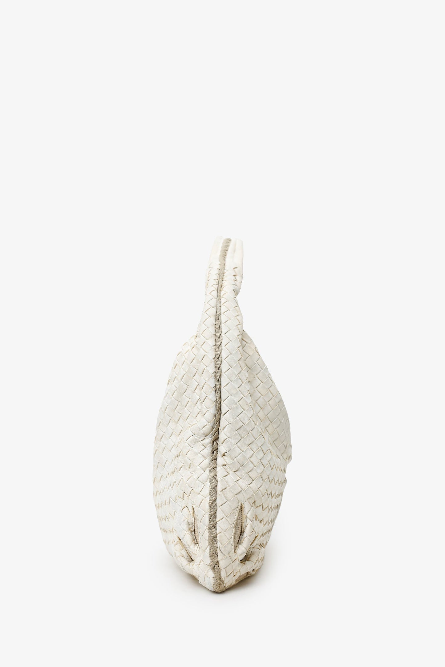 Bottega Veneta White Nappa Intrecciato Flower Large Hobo