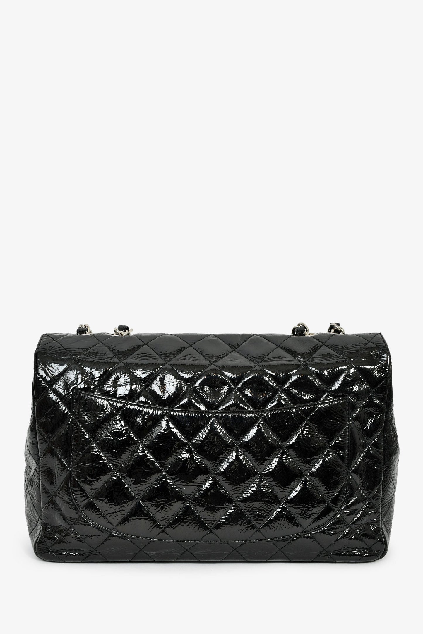 Chanel™ 2006-08 Black Glossy Patent Single Jumbo Flap Bag