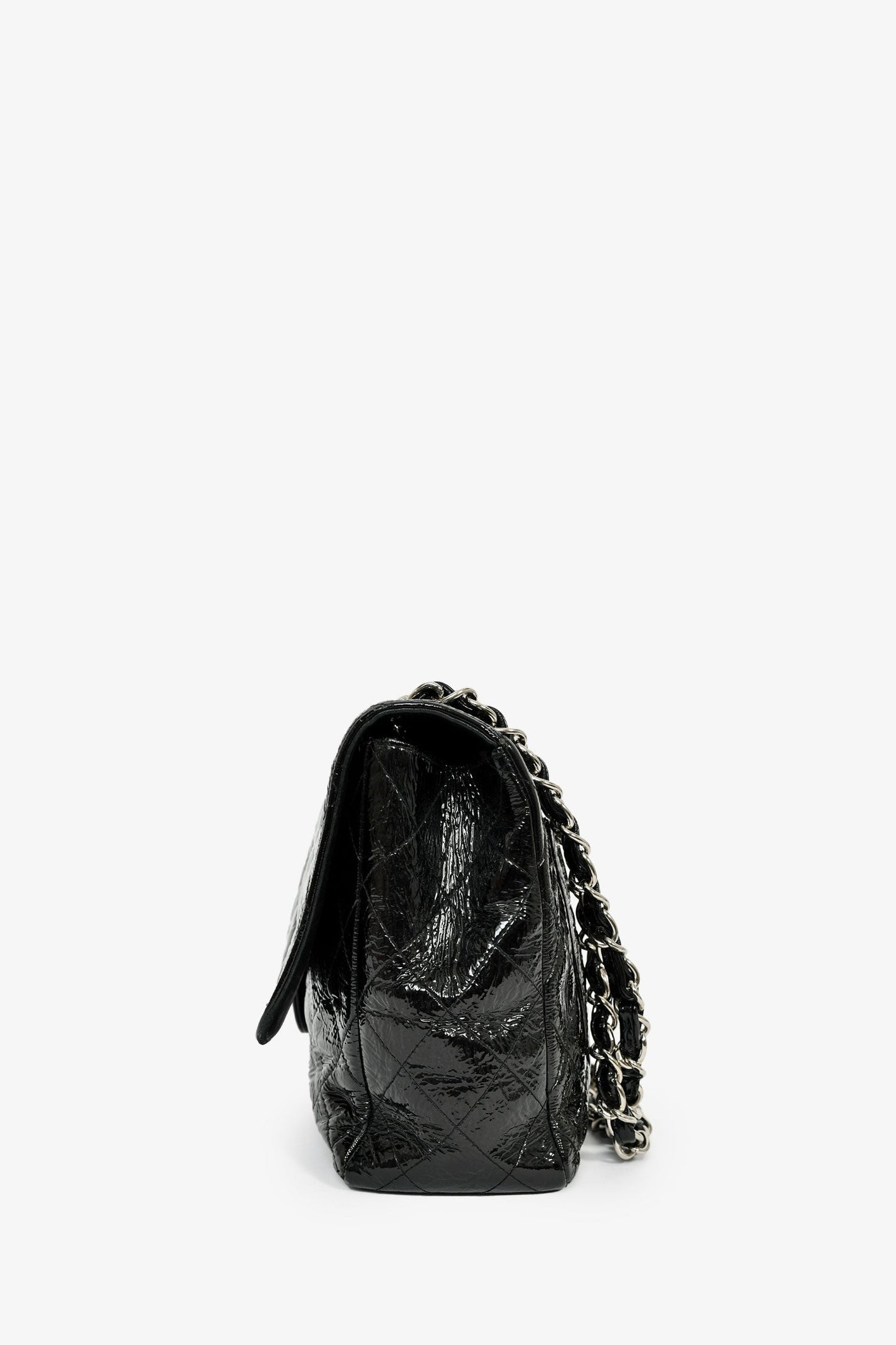 Chanel™ 2006-08 Black Glossy Patent Single Jumbo Flap Bag