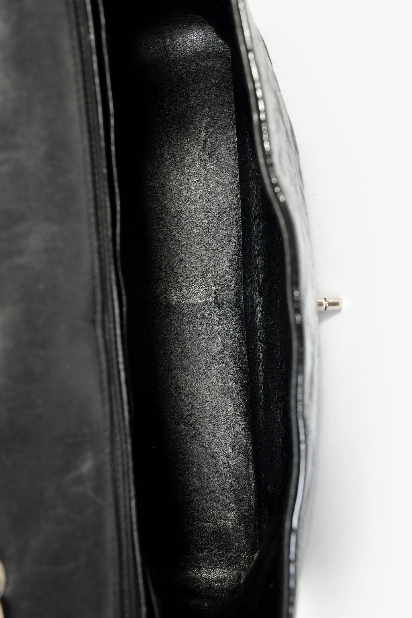 Chanel™ 2006-08 Black Glossy Patent Single Jumbo Flap Bag