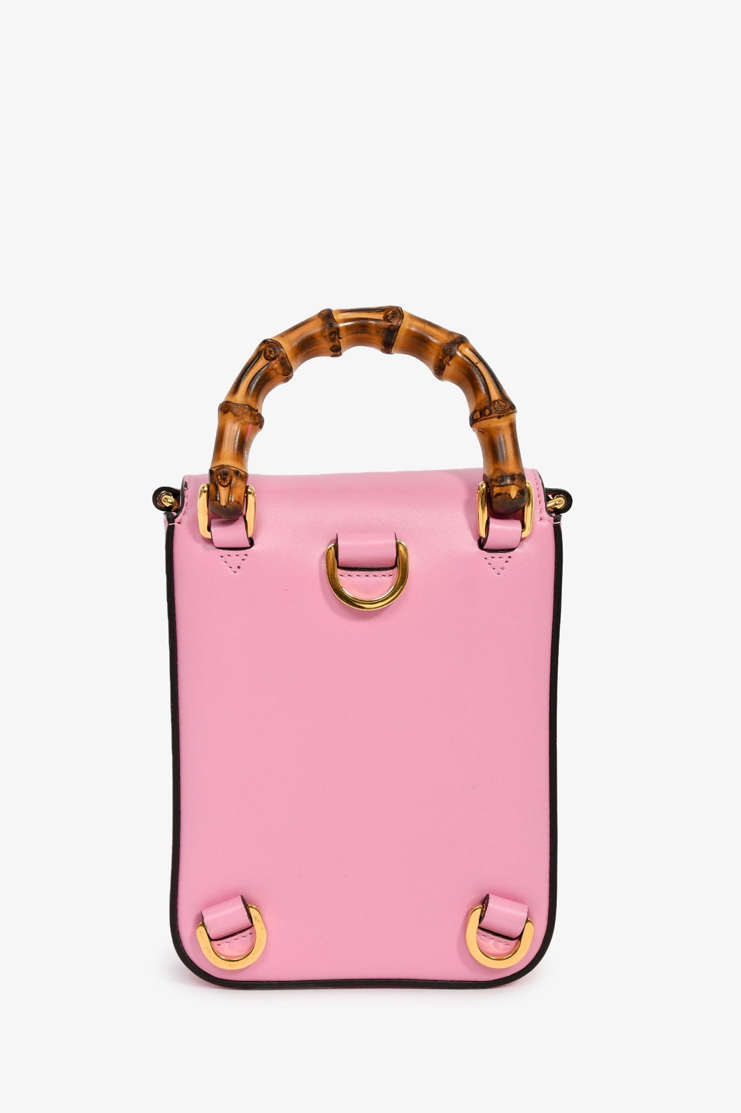 Gucci Pink Leather Bamboo Flap Crossbody