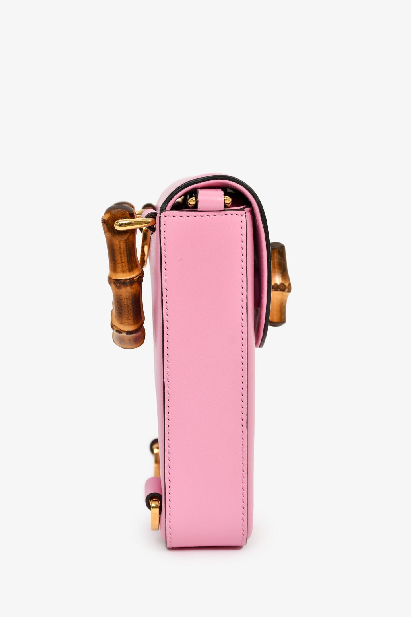 Gucci Pink Leather Bamboo Flap Crossbody