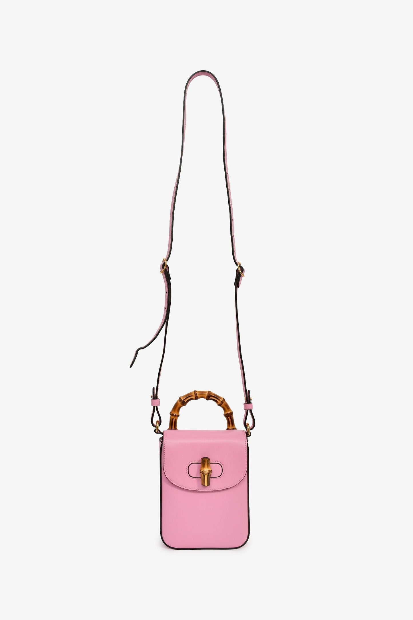 Gucci Pink Leather Bamboo Flap Crossbody