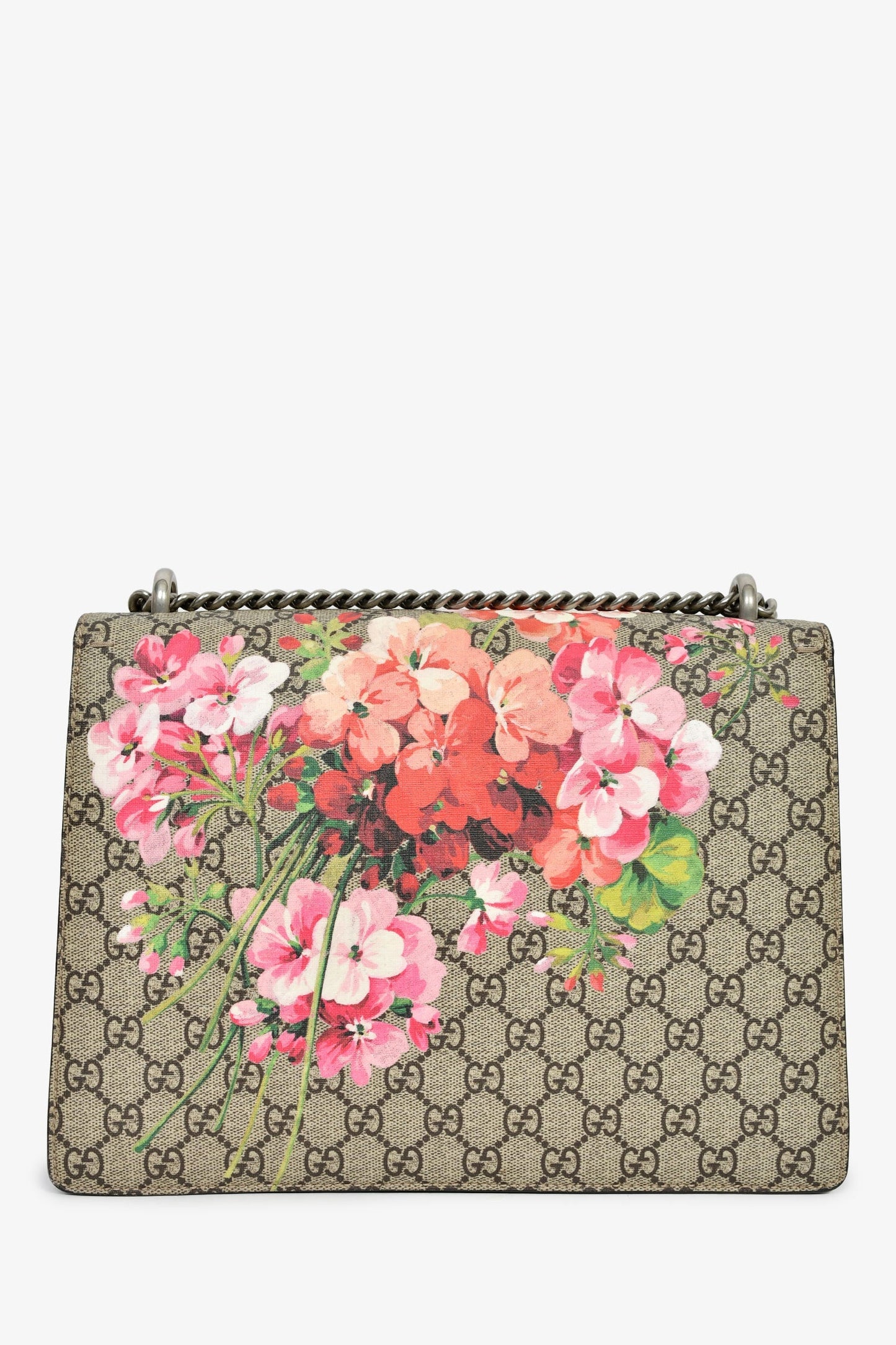 Gucci GG Supreme Blooms Canvas/Burgundy Suede Dionysus Medium Shoulder Bag