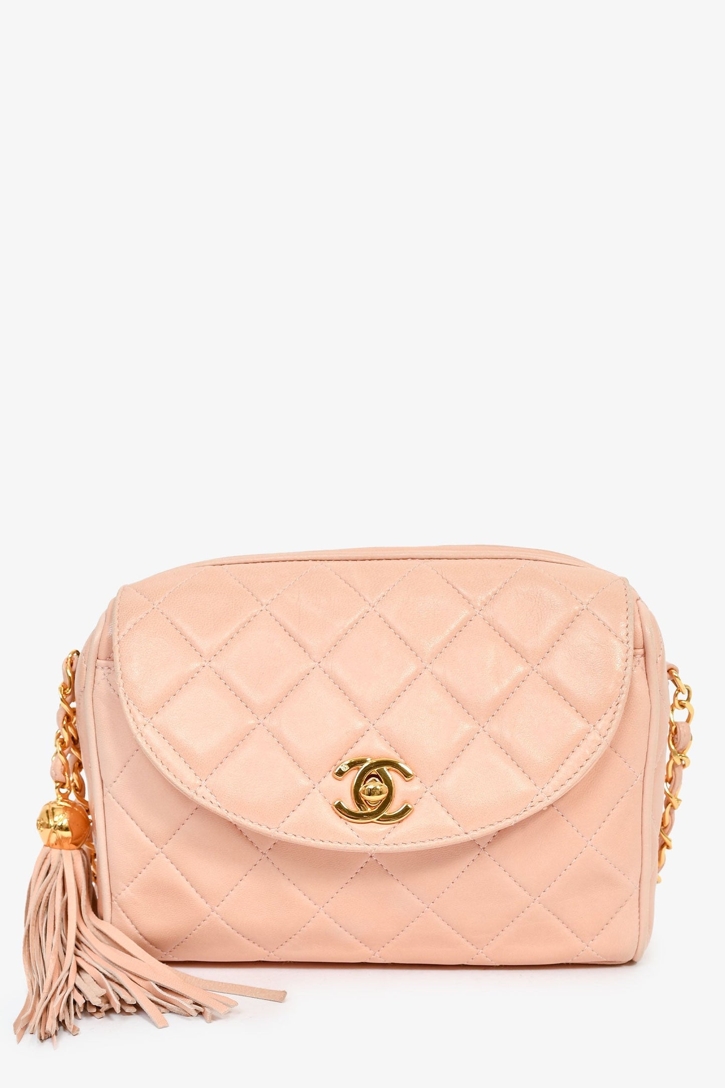 Chanel™ 1994-96 Pink Quilted Lambskin 'Diana Half Moon' Flap Bag