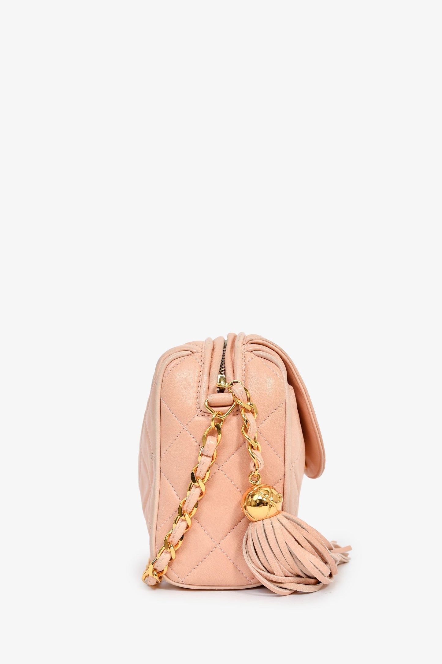 Chanel™ 1994-96 Pink Quilted Lambskin 'Diana Half Moon' Flap Bag