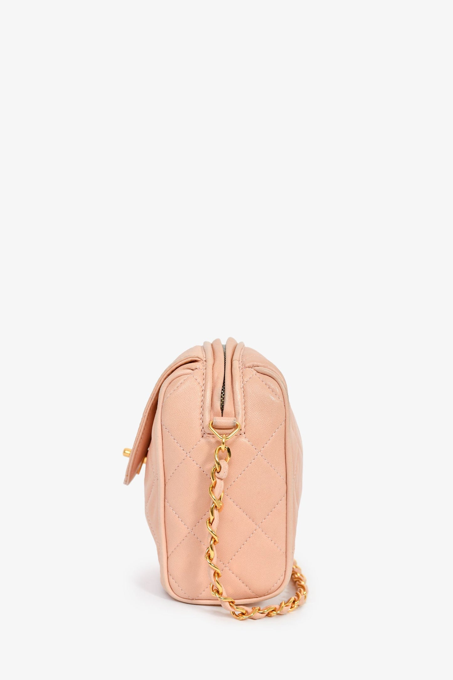 Chanel™ 1994-96 Pink Quilted Lambskin 'Diana Half Moon' Flap Bag
