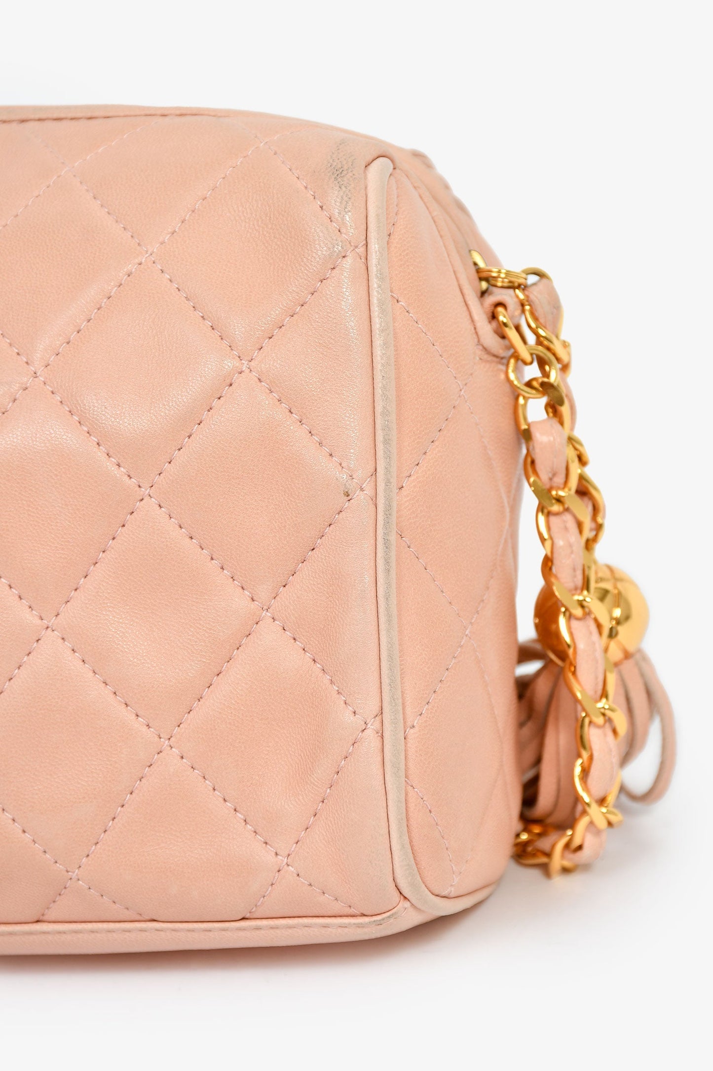 Chanel™ 1994-96 Pink Quilted Lambskin 'Diana Half Moon' Flap Bag