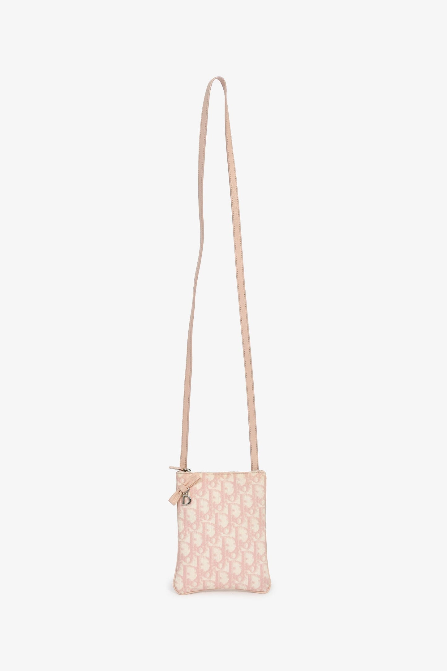 Christian Dior 2000s Pink Oblique Canvas Mini Pouch Crossbody