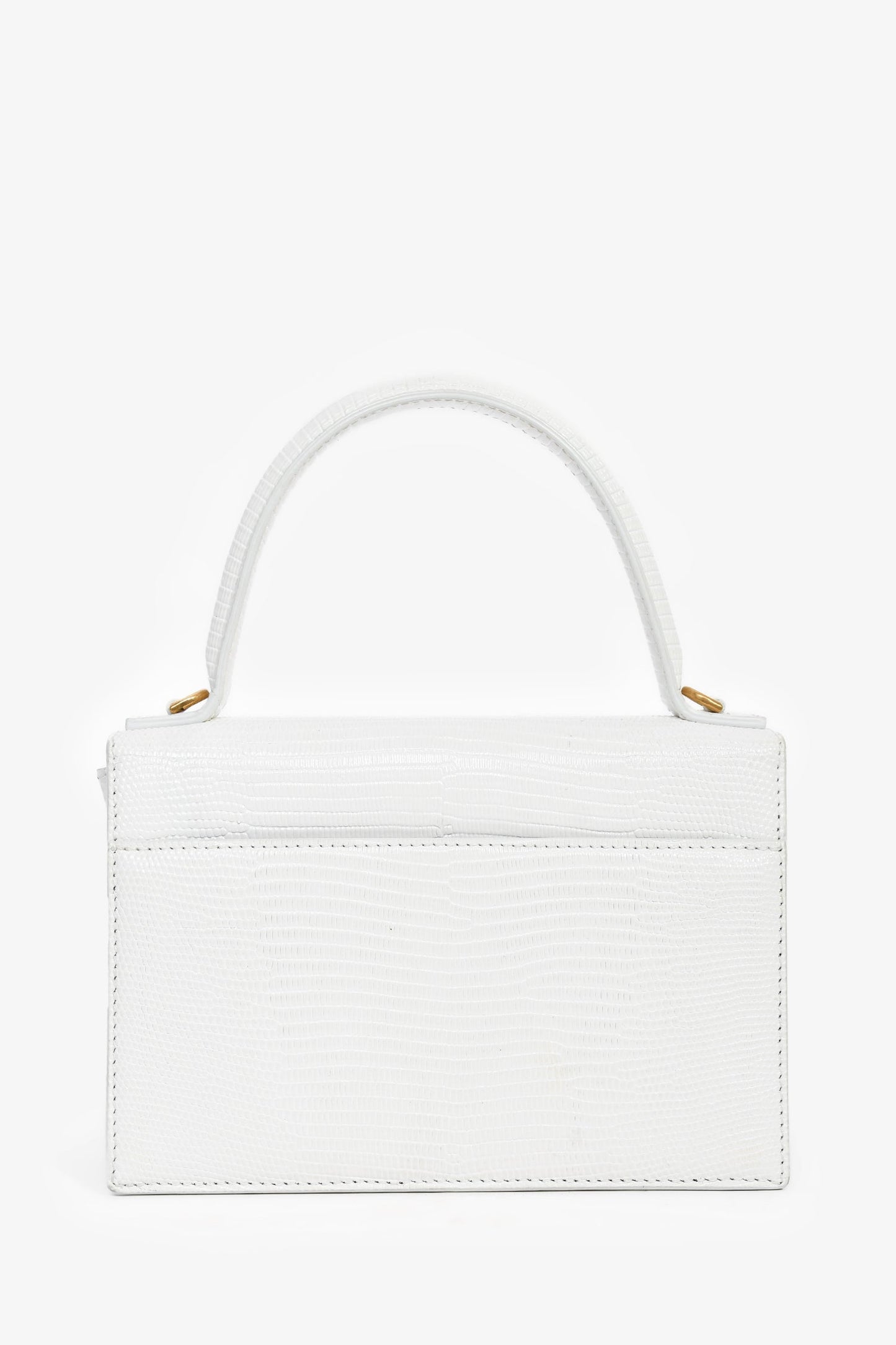 Balenciaga White Lizard Embossed Sharp XS Top Handle