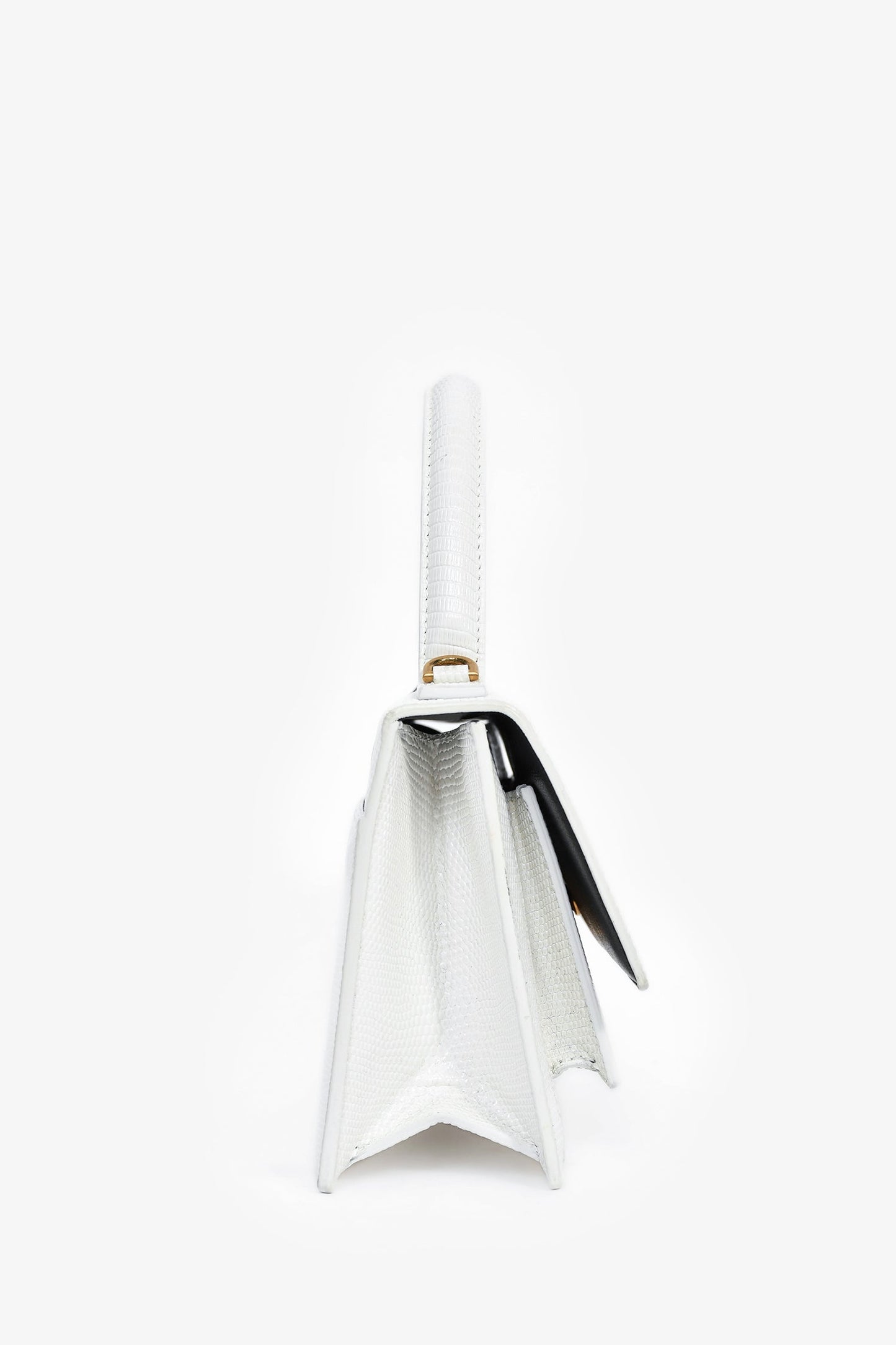 Balenciaga White Lizard Embossed Sharp XS Top Handle