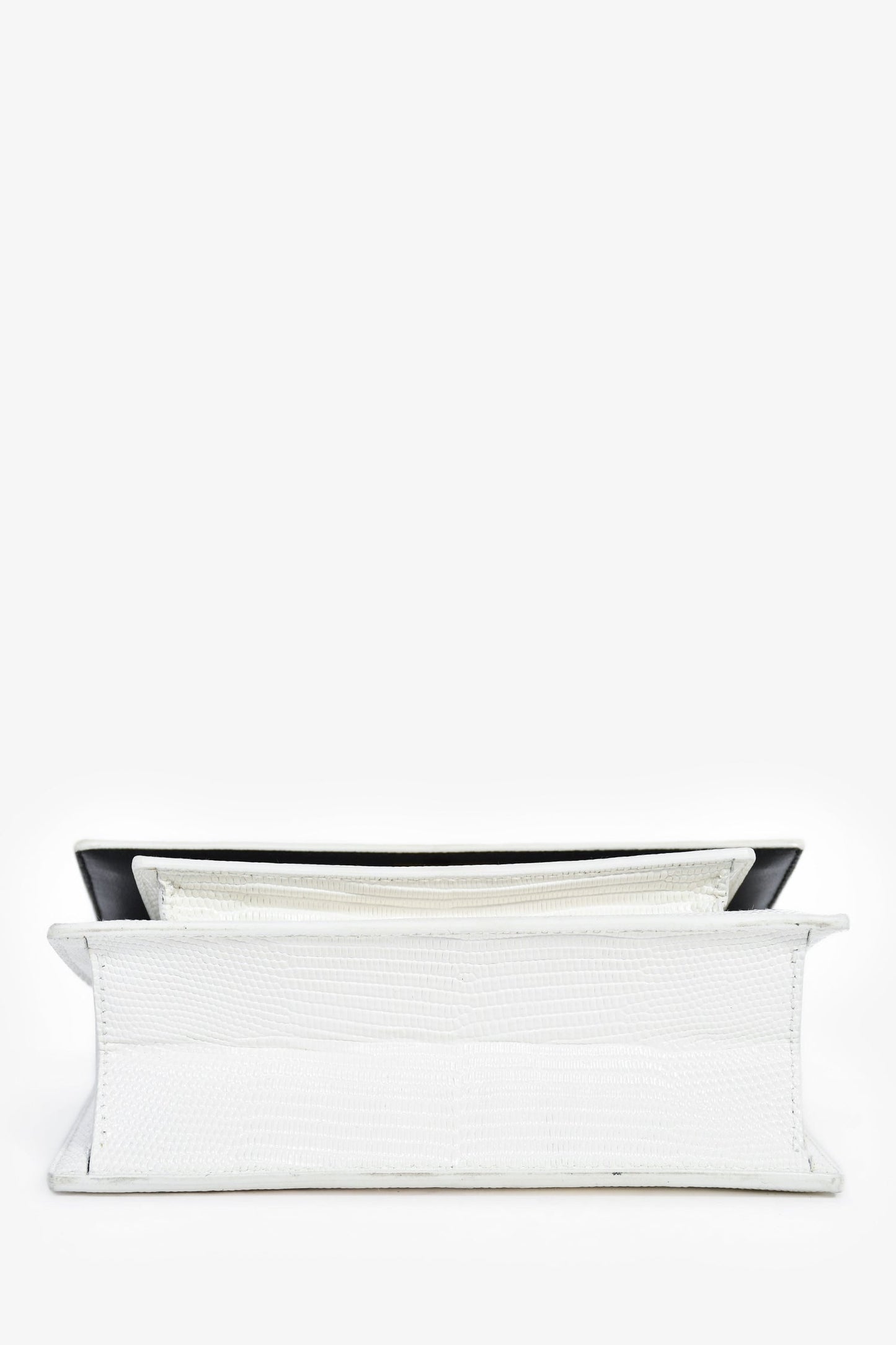 Balenciaga White Lizard Embossed Sharp XS Top Handle