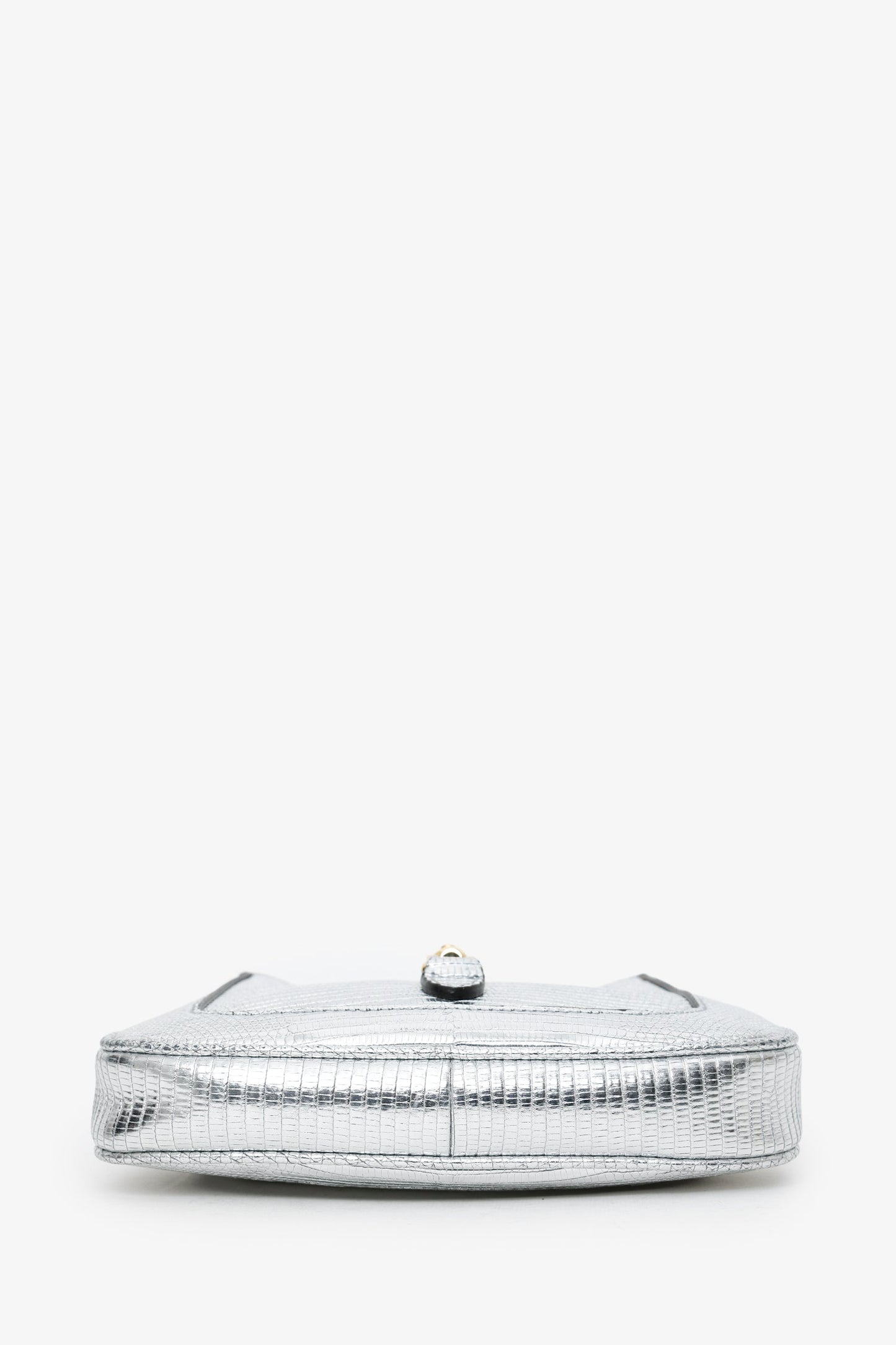 Gucci Silver Metallic Lizard Mini Jackie 1961 Shoulder Bag With Chain