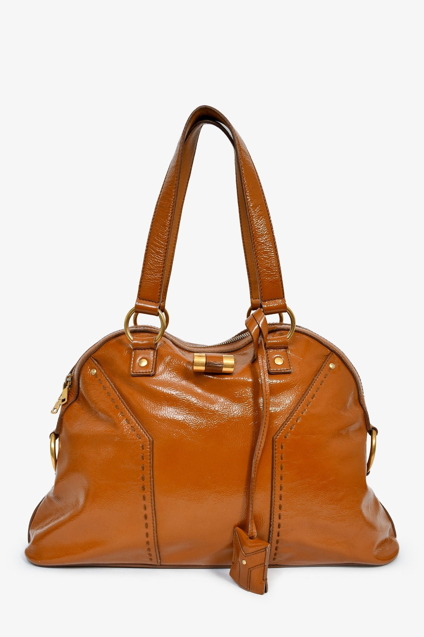 Saint Laurent 2004 Brown Patent 'Muse' Shoulder Bag