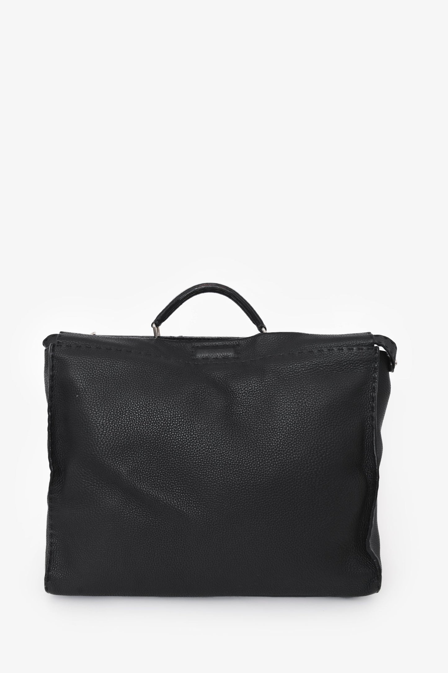 Fendi Black Leather Grained Monster Peekaboo Messenger Bag