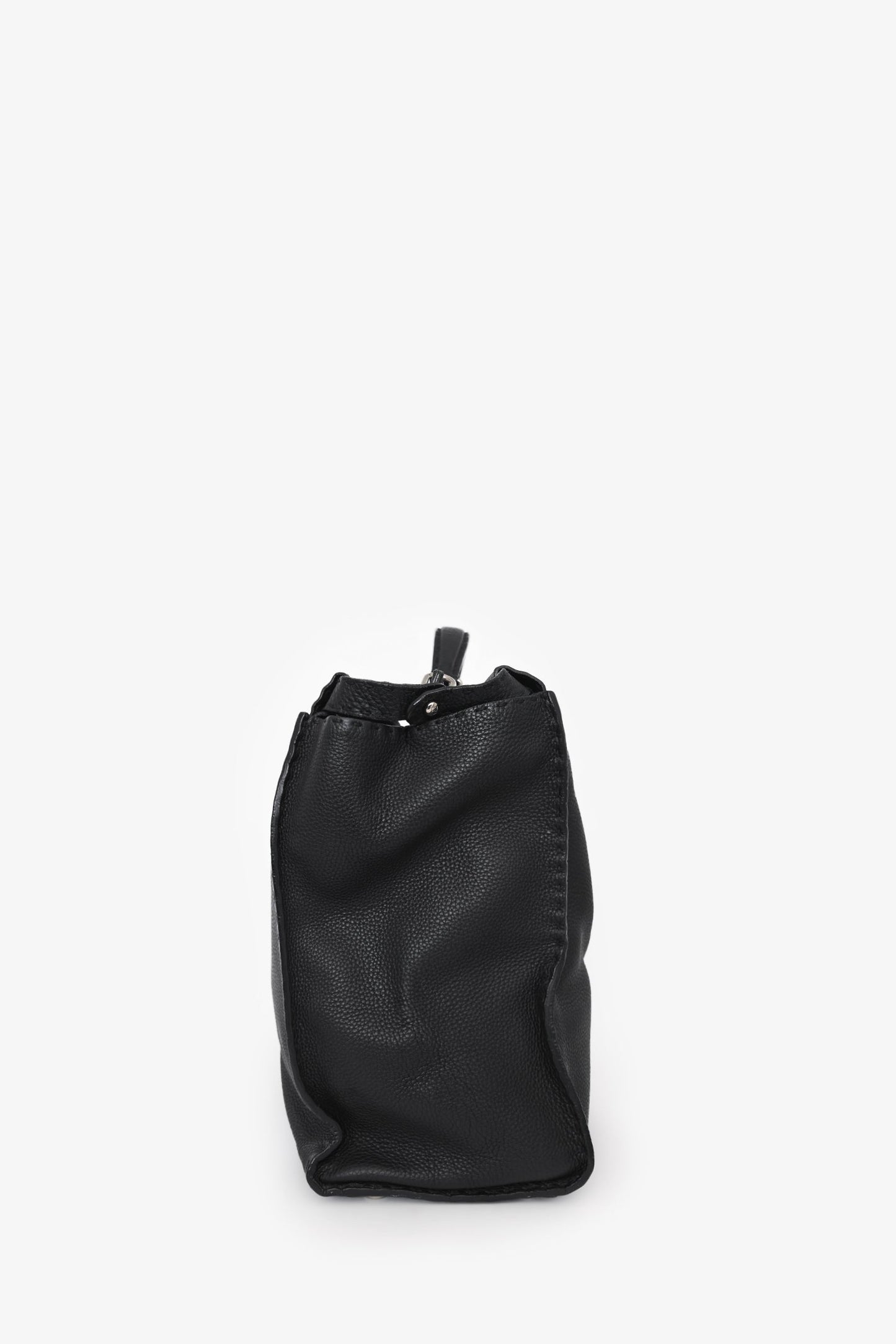 Fendi Black Leather Grained Monster Peekaboo Messenger Bag