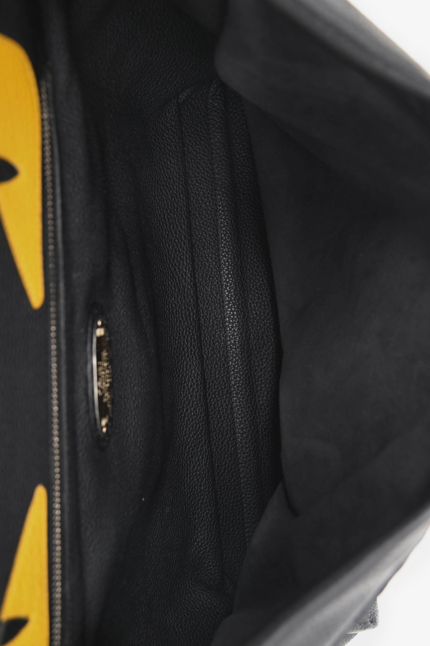 Fendi Black Leather Grained Monster Peekaboo Messenger Bag