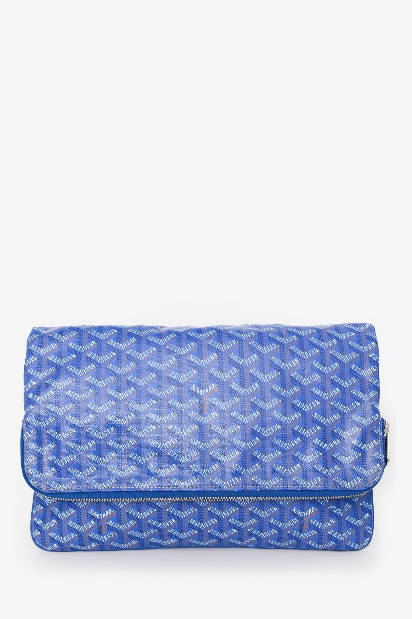 Goyard Blue Goyardine Leather 'Sainte Marie' GM Clutch