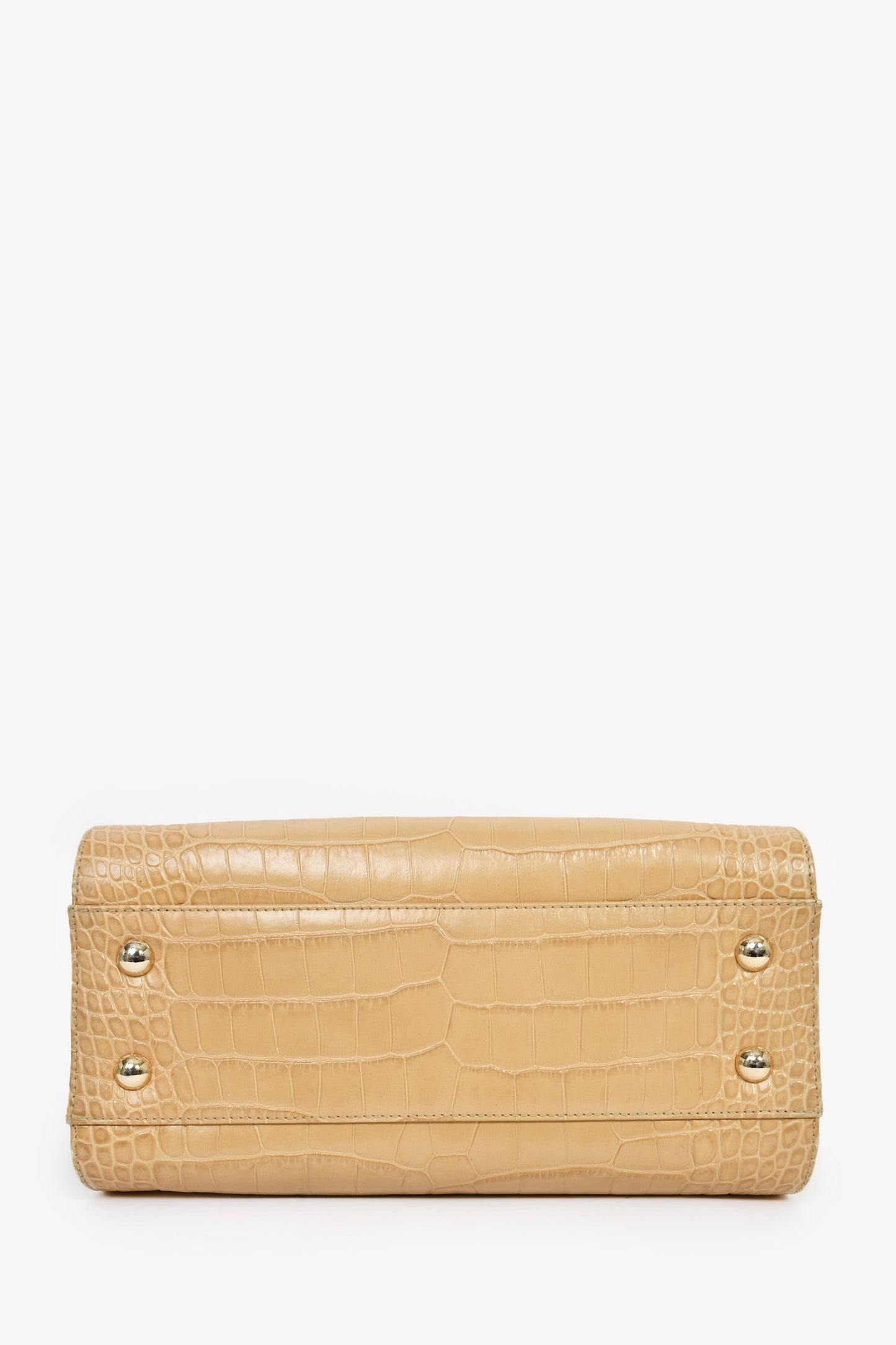 Jimmy Choo Beige Croc Embossed Small 'Rosalie' Top Handle Bag with Strap