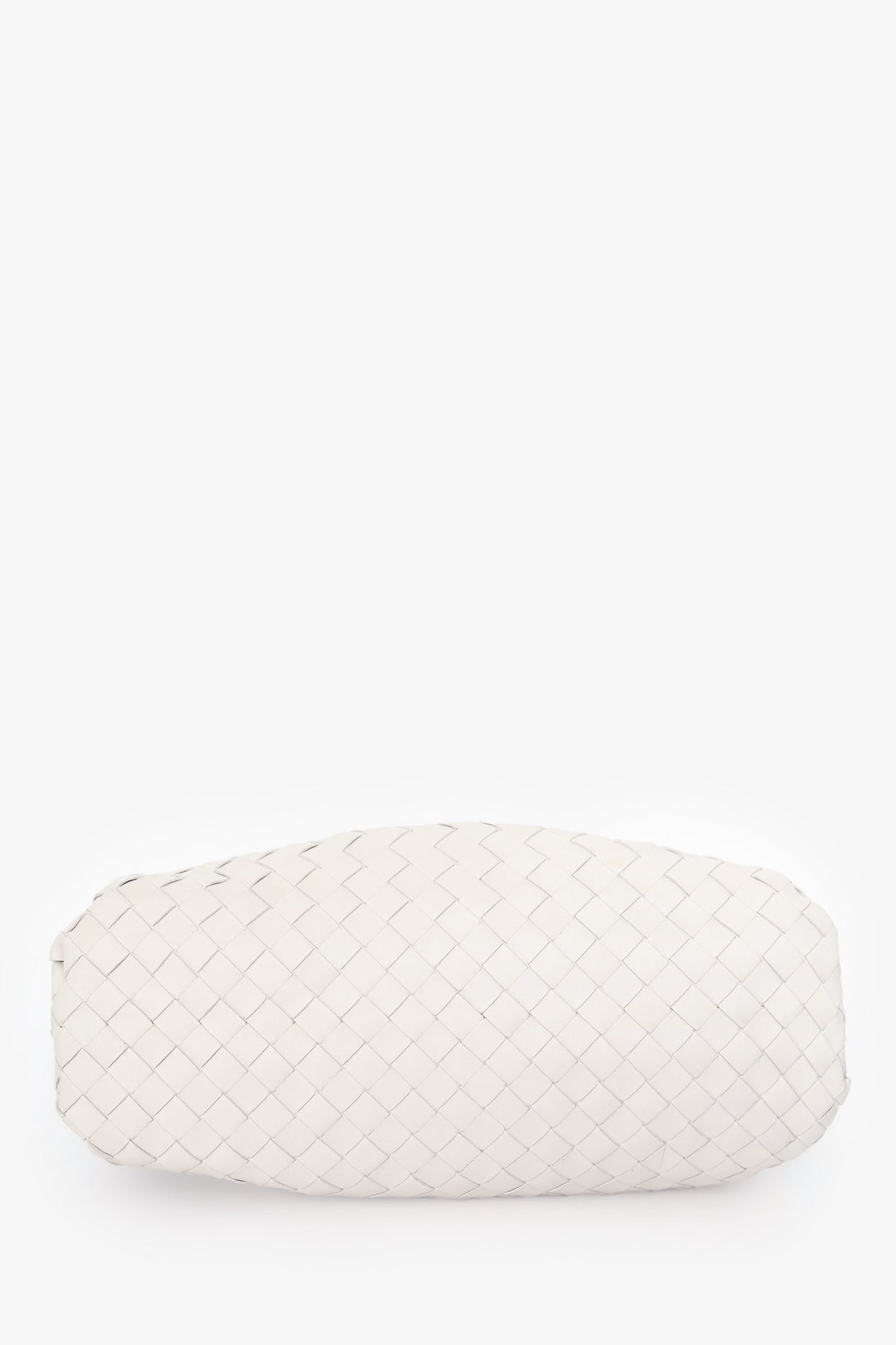 Bottega Veneta White Ecru Leather Intrecciato Large Classic Pouch