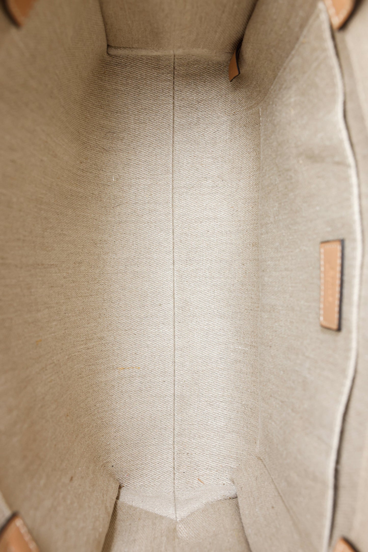 Chloe Beige Fabric Leather Trim Logo Woody Large Tote