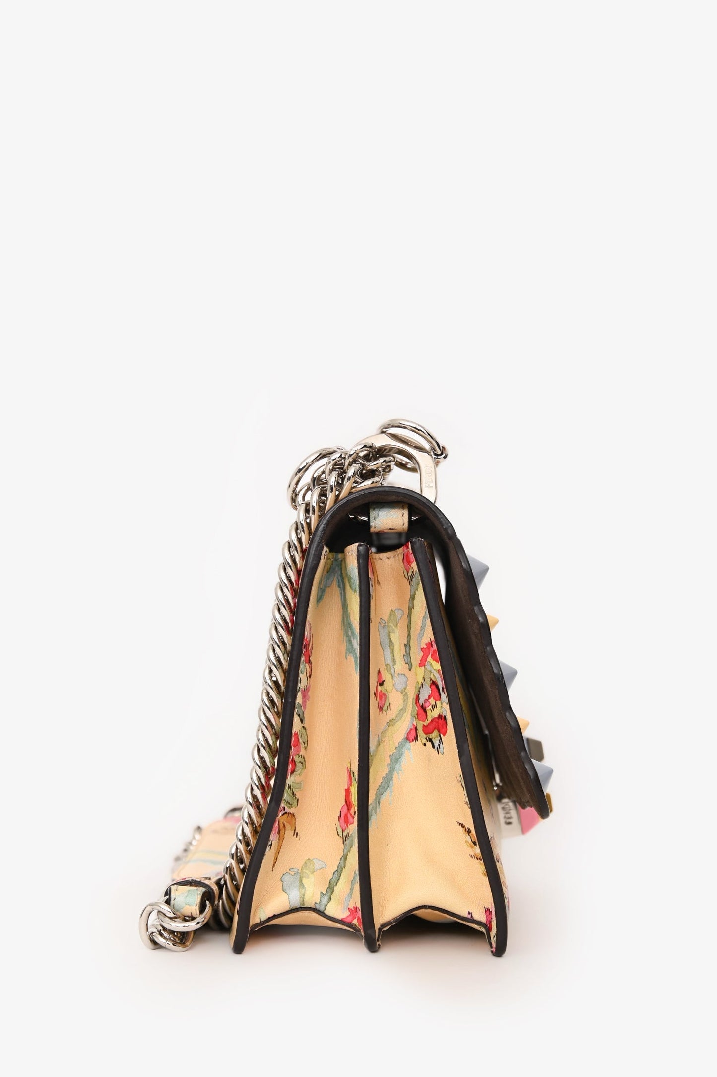 Fendi Yellow Leather Marie Antoinette Print Small Kan I Crossbody Bag