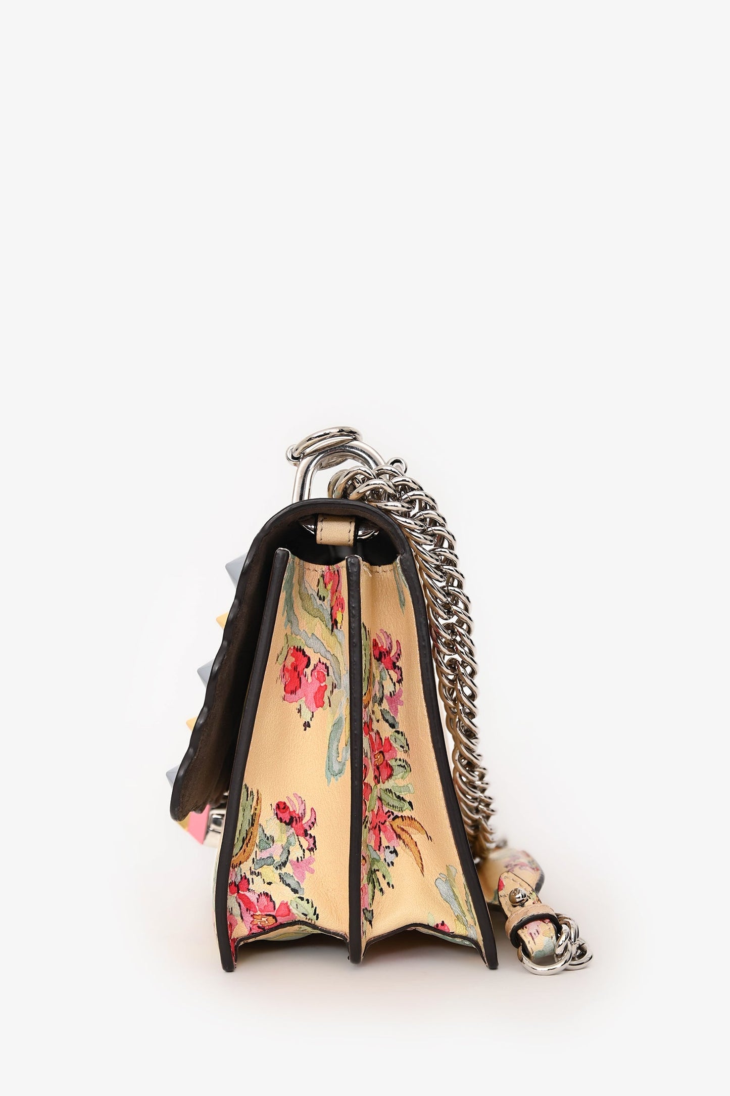 Fendi Yellow Leather Marie Antoinette Print Small Kan I Crossbody Bag