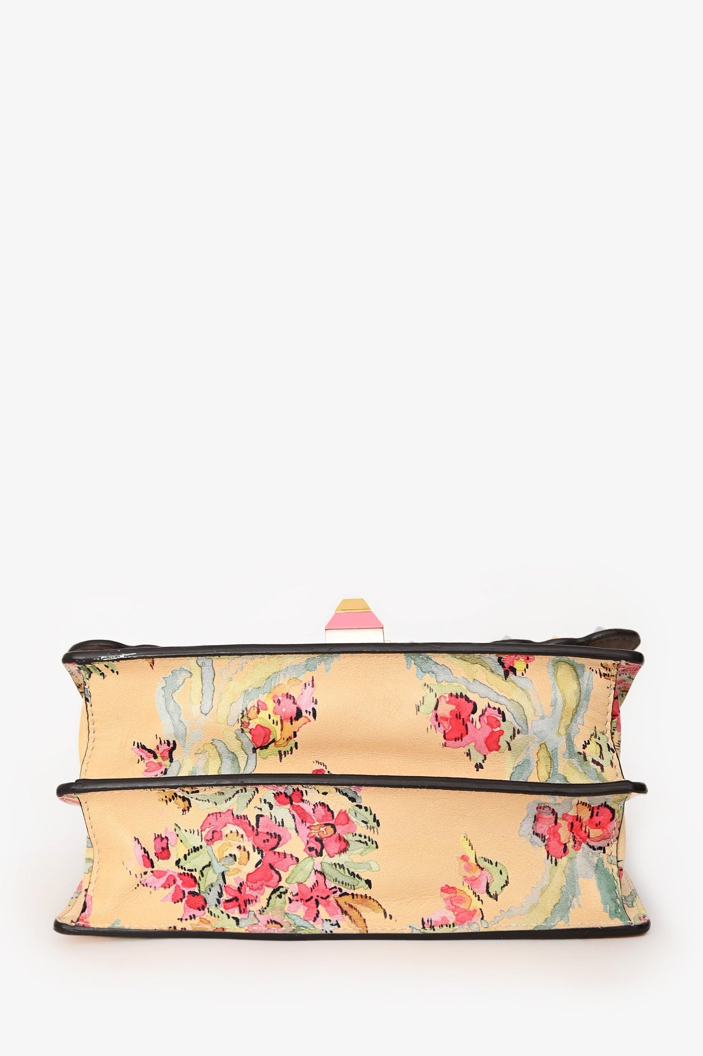 Fendi Yellow Leather Marie Antoinette Print Small Kan I Crossbody Bag