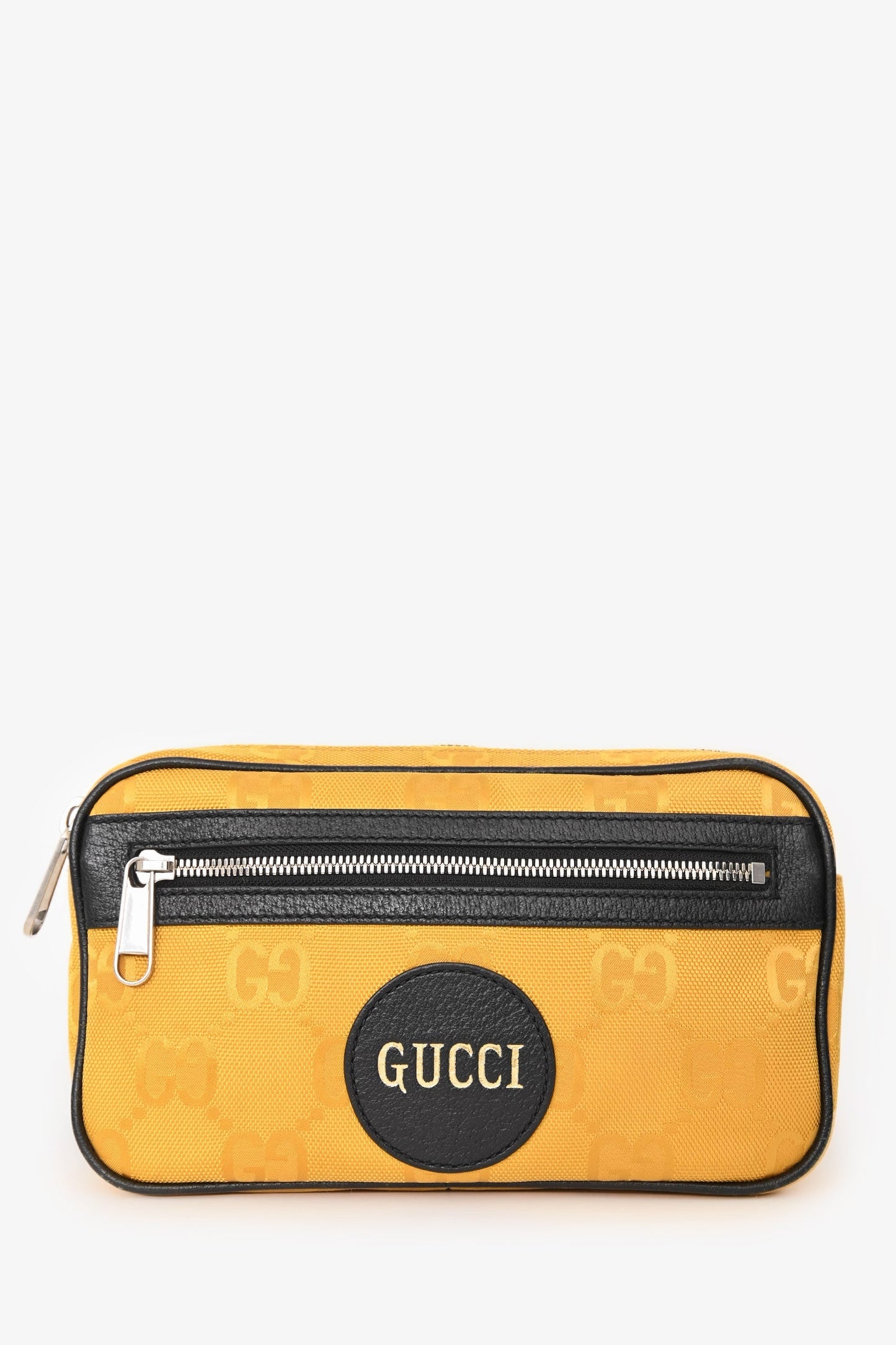 Gucci Yellow/Black Jacquard/Leather GG Supreme Belt Bag