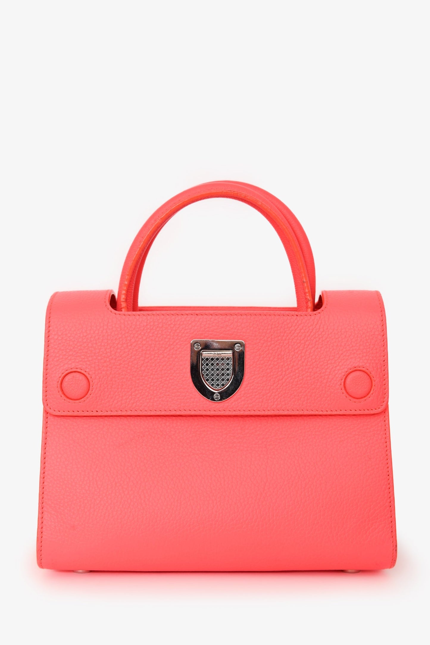 Christian Dior Neon Orange Leather "Diorever" Mini Top Handle With Strap