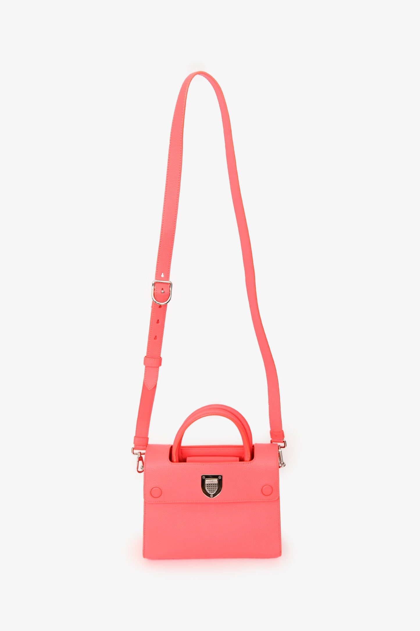 Christian Dior Neon Orange Leather "Diorever" Mini Top Handle With Strap