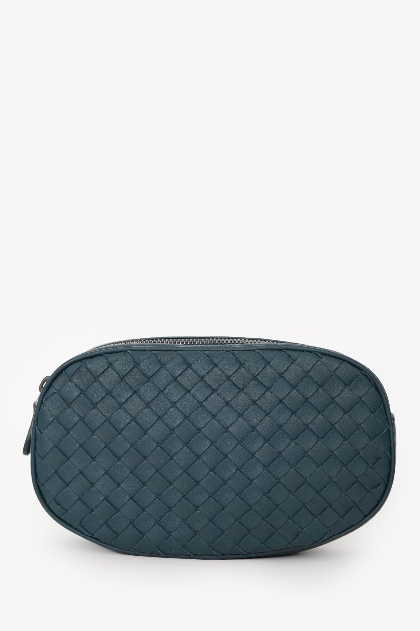 Bottega Veneta Deep Teal Leather Intrecciato Belt Bag