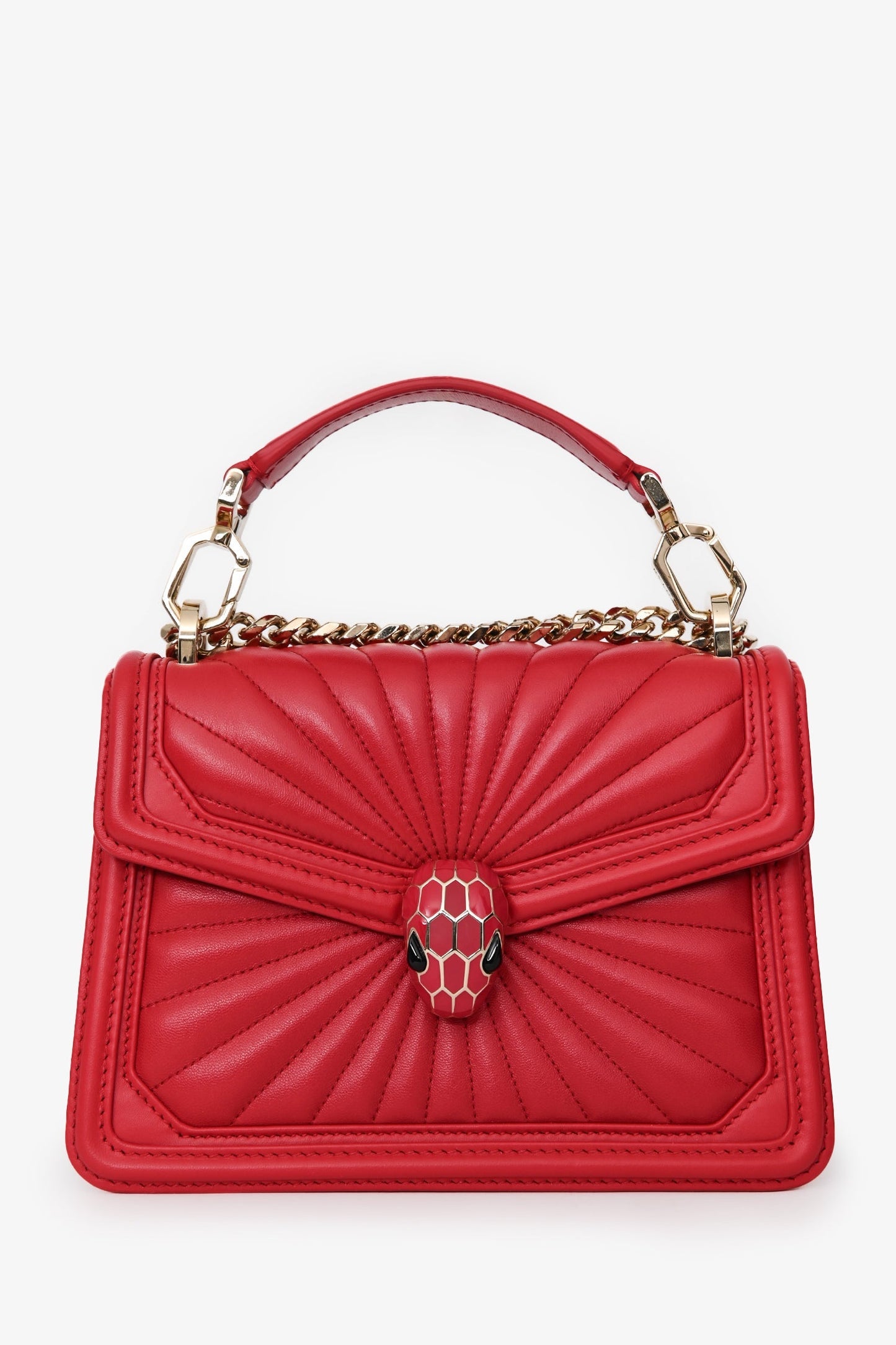 Bvlgari Red Leather Serpenti Forever Diamond Blast Sunshine Mini Bag