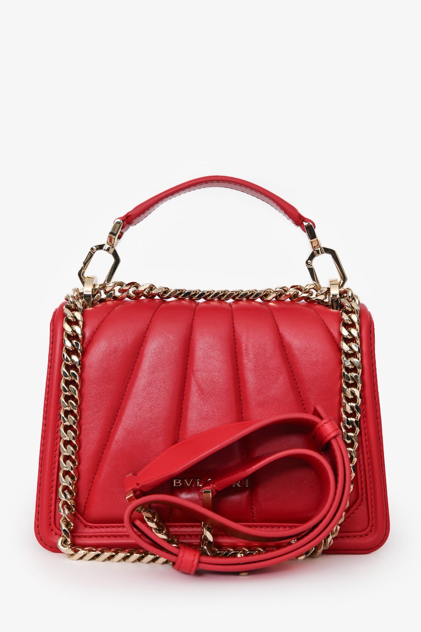 Bvlgari Red Leather Serpenti Forever Diamond Blast Sunshine Mini Bag