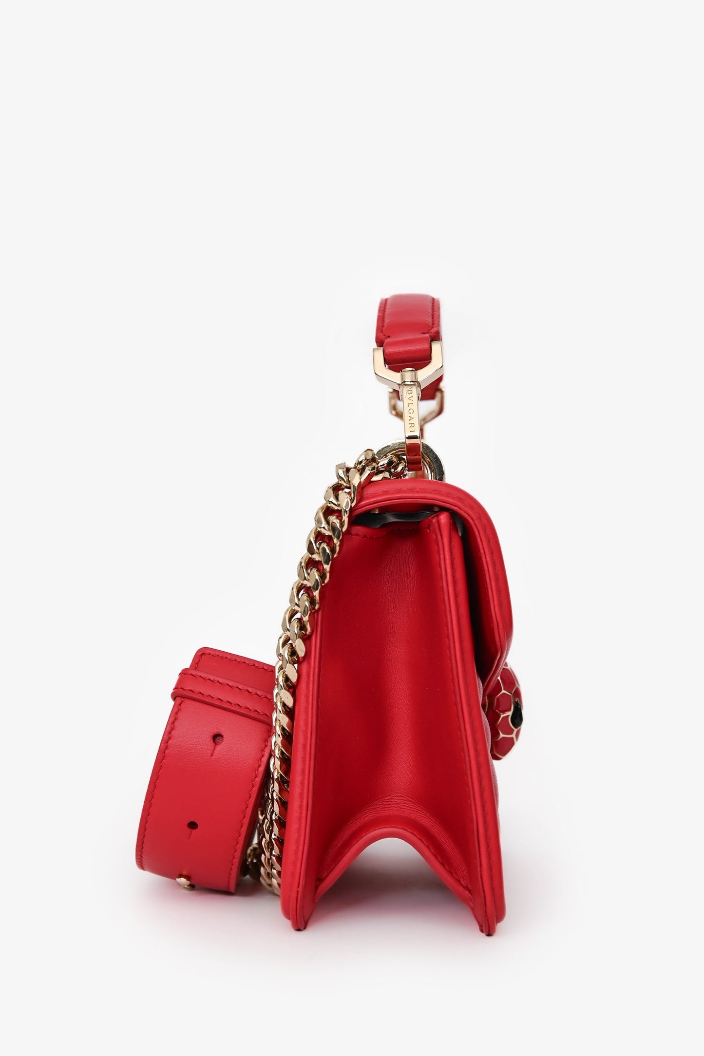 Bvlgari Red Leather Serpenti Forever Diamond Blast Sunshine Mini Bag