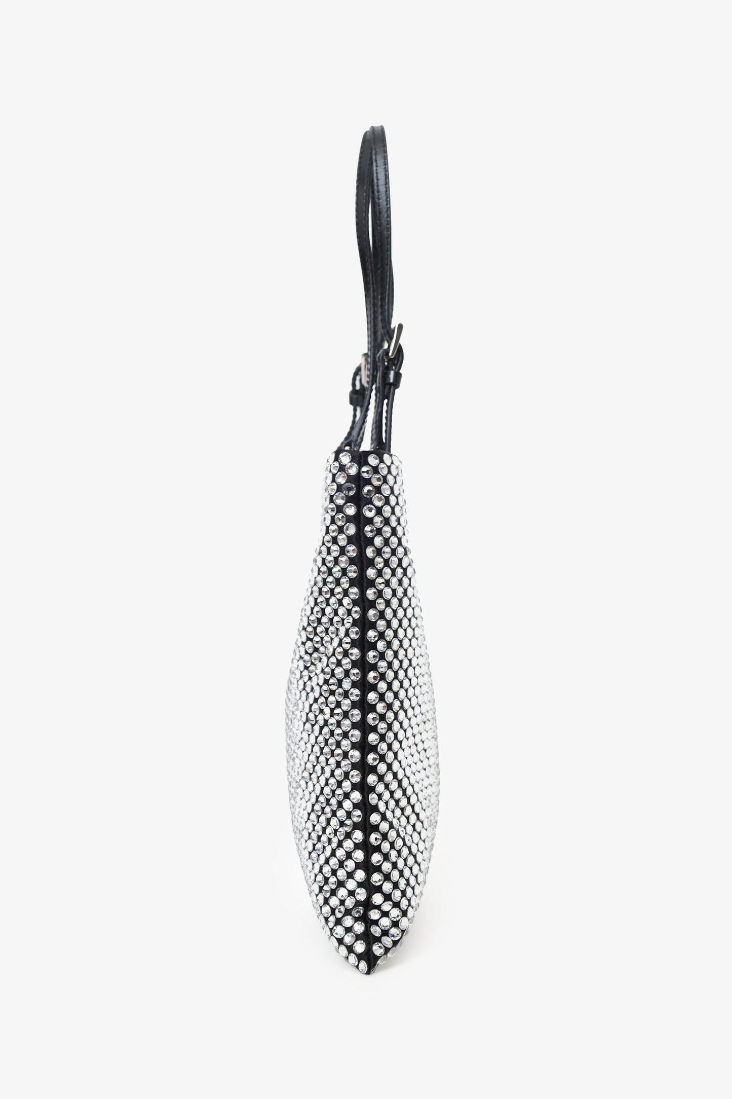 Prada Silver/Black Crystal Embellished Satin Convertible Open Mini Tote